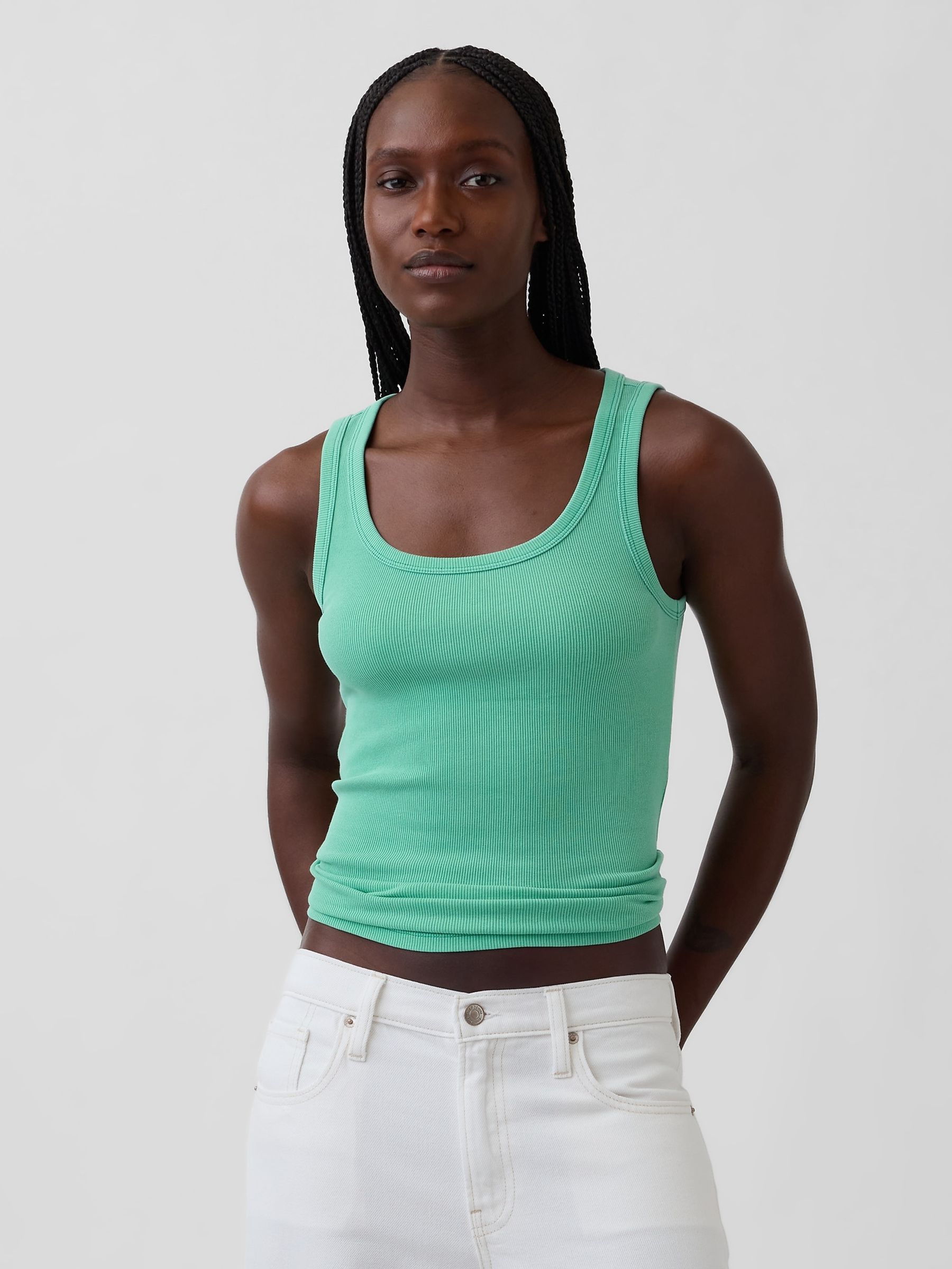Green Rib Scoop Vest - Image 1 of 3