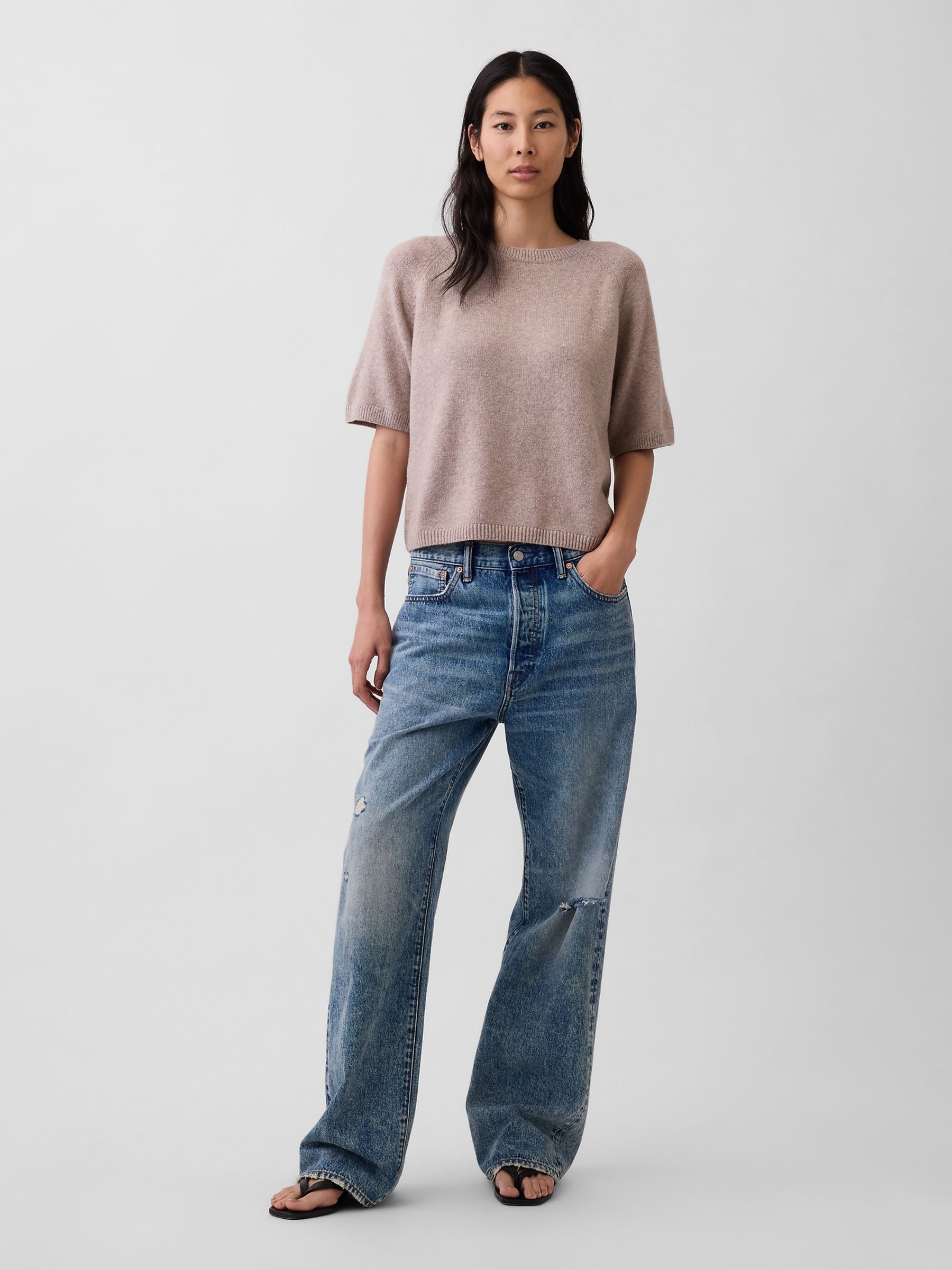 Brown CashSoft Raglan Jumper T-Shirt - Image 3 of 4