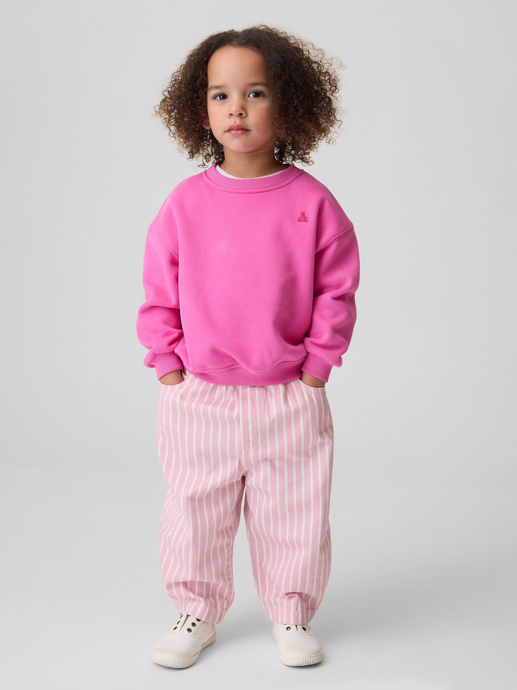 Pink Pull On Stripe Barrel Jeans (6mths-5yrs) - Image 1 of 3