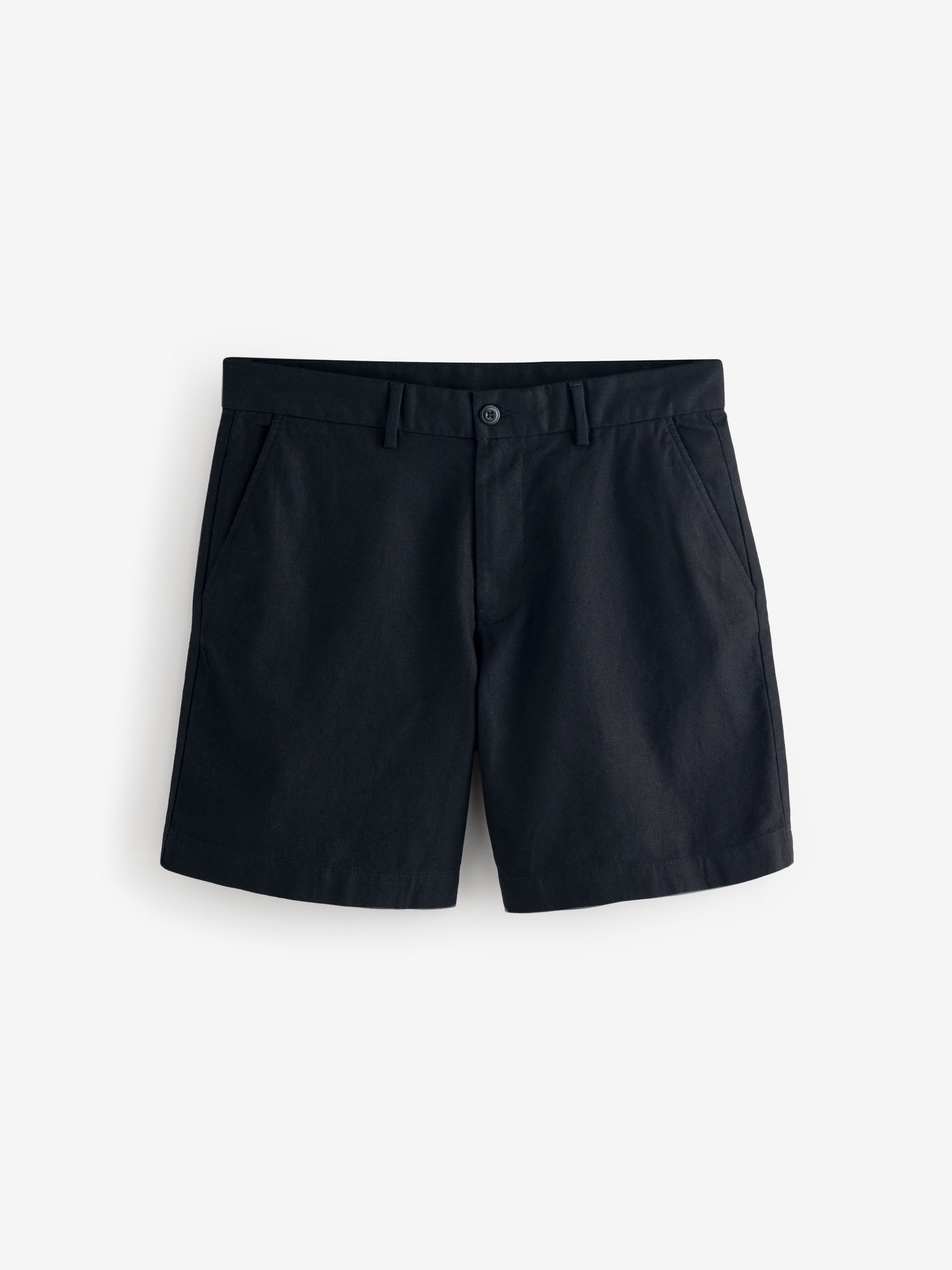 Black 7.5 inch Linen-Cotton Shorts - Image 1 of 4