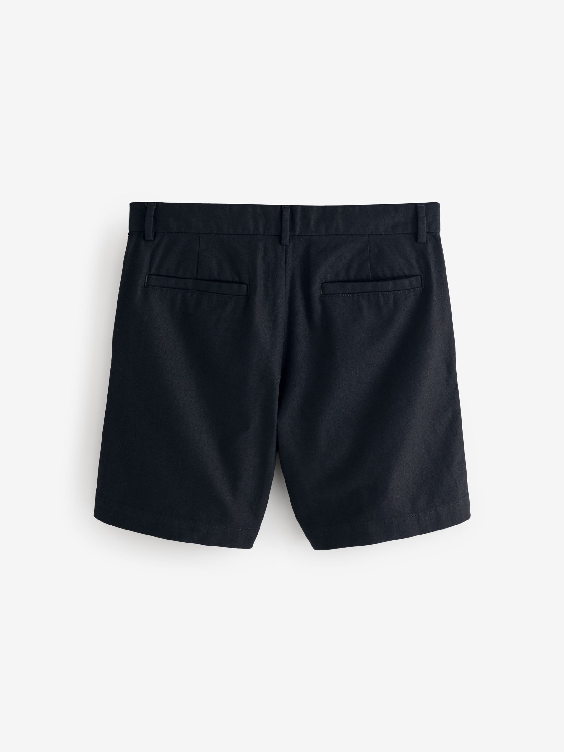 Black 7.5 inch Linen-Cotton Shorts - Image 2 of 4