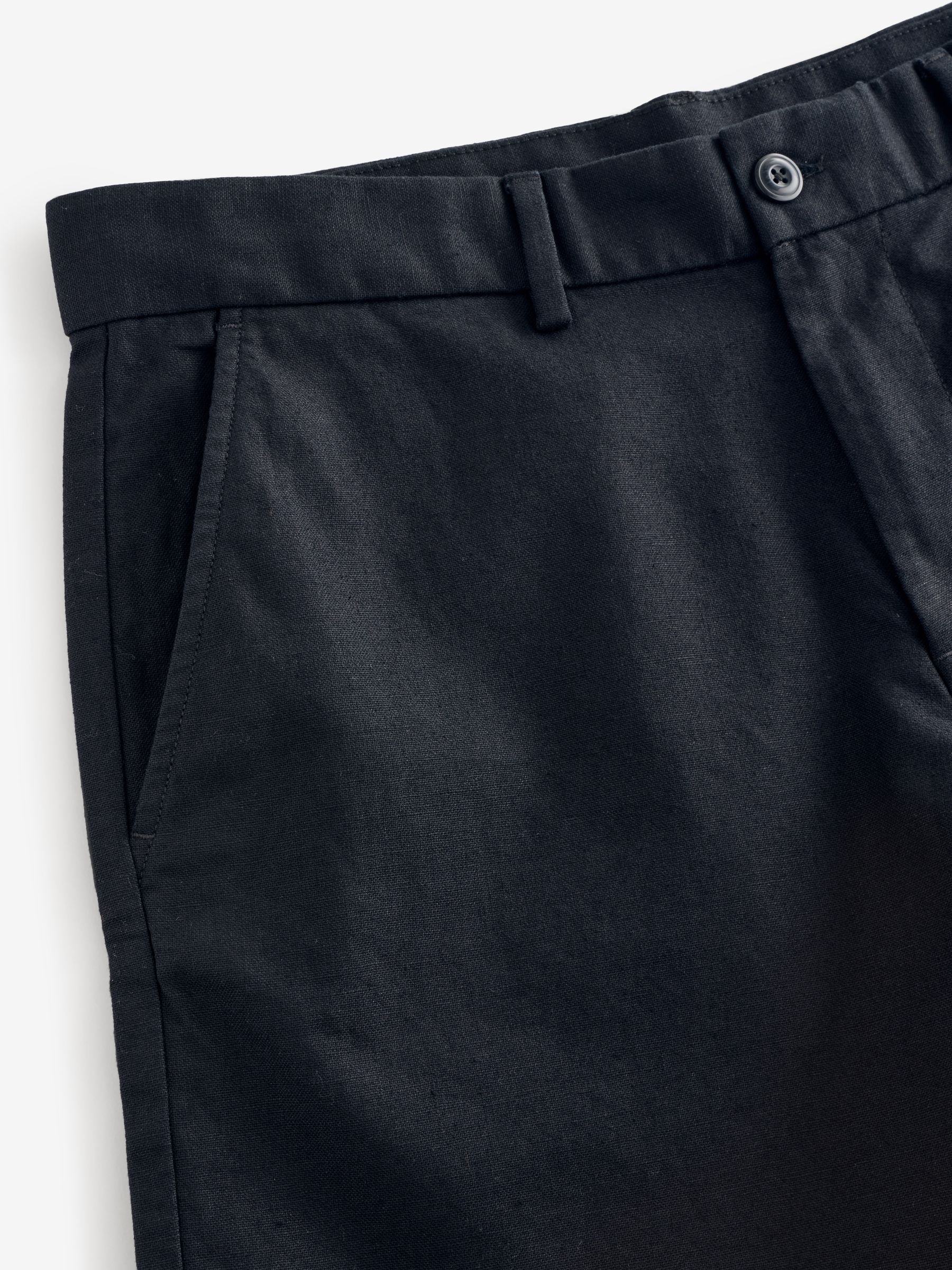 Black 7.5 inch Linen-Cotton Shorts - Image 3 of 4
