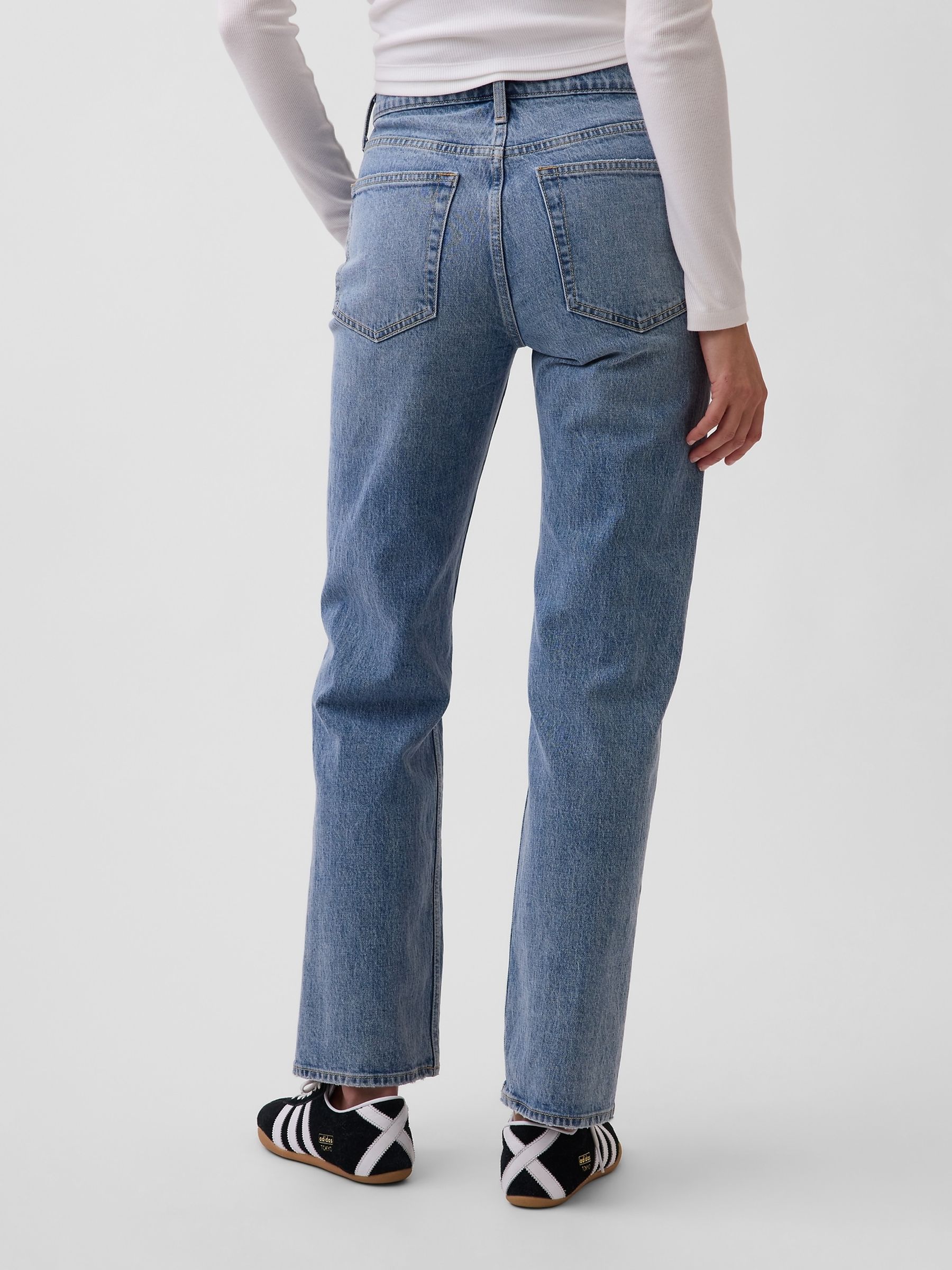 Medium Wash Mid Rise Straight Jeans - Image 2 of 4