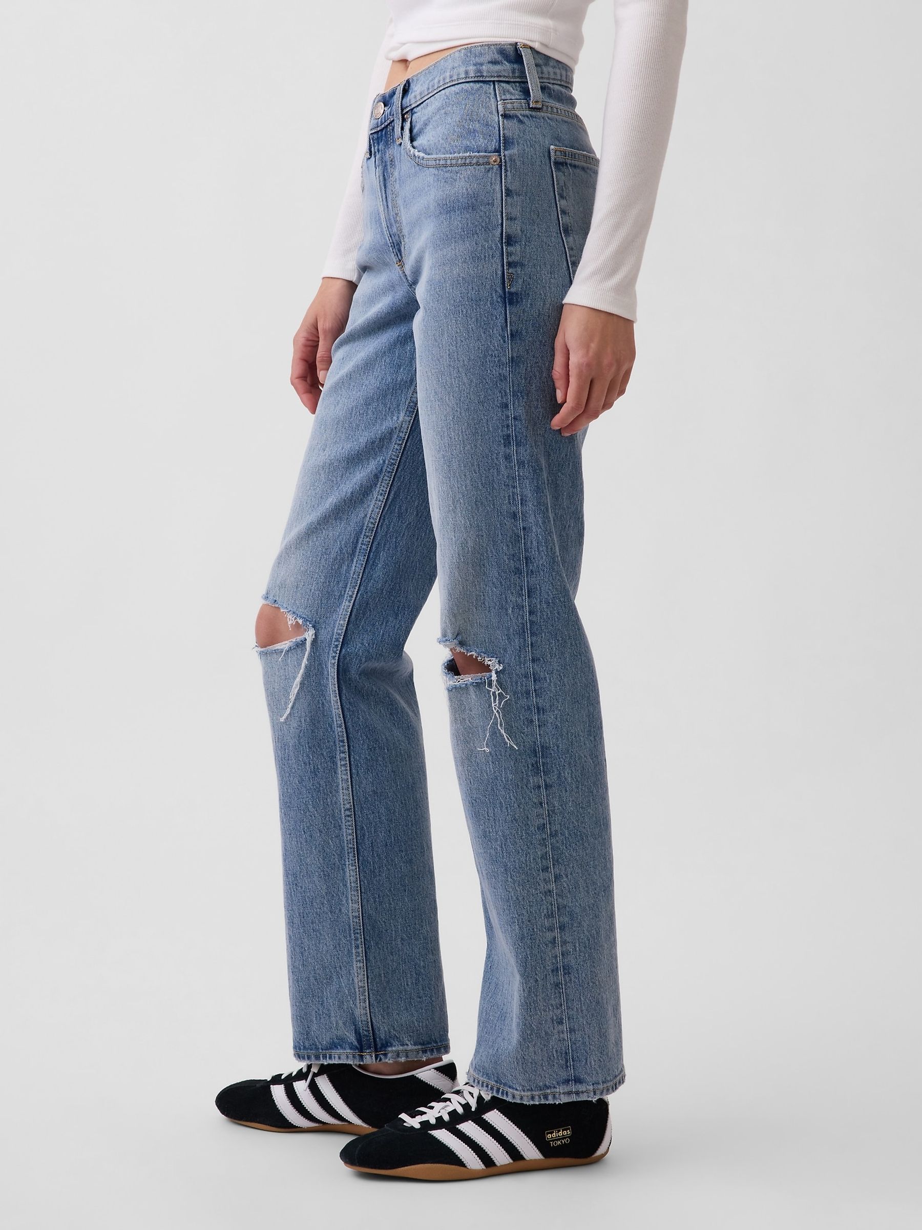 Medium Wash Mid Rise Straight Jeans - Image 3 of 4