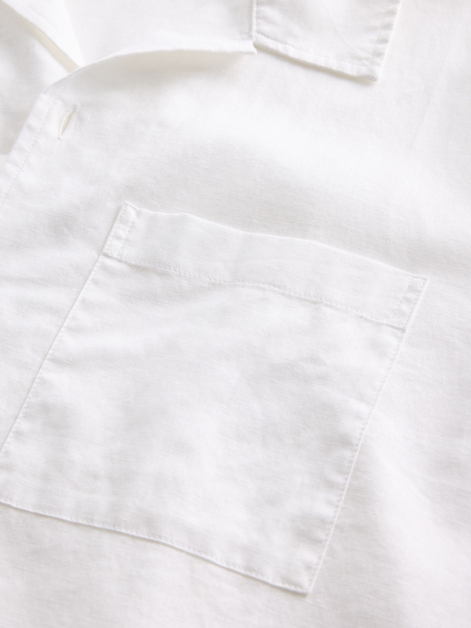White Linen-Cotton Relaxed Straight-Hem Shirt - Image 4 of 4
