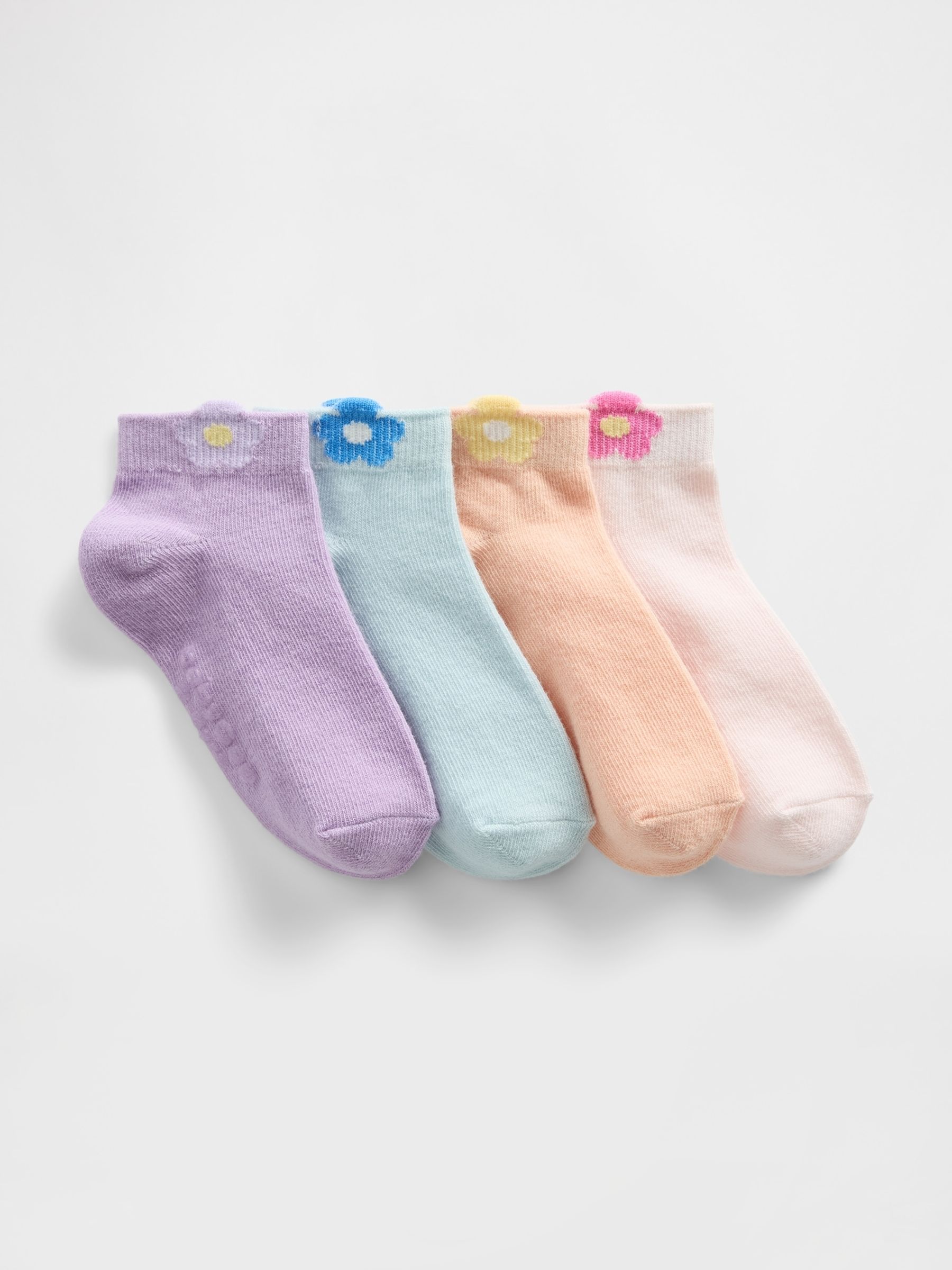 Multi Daisy Ankle Socks 4-Pack - Image 1 of 1