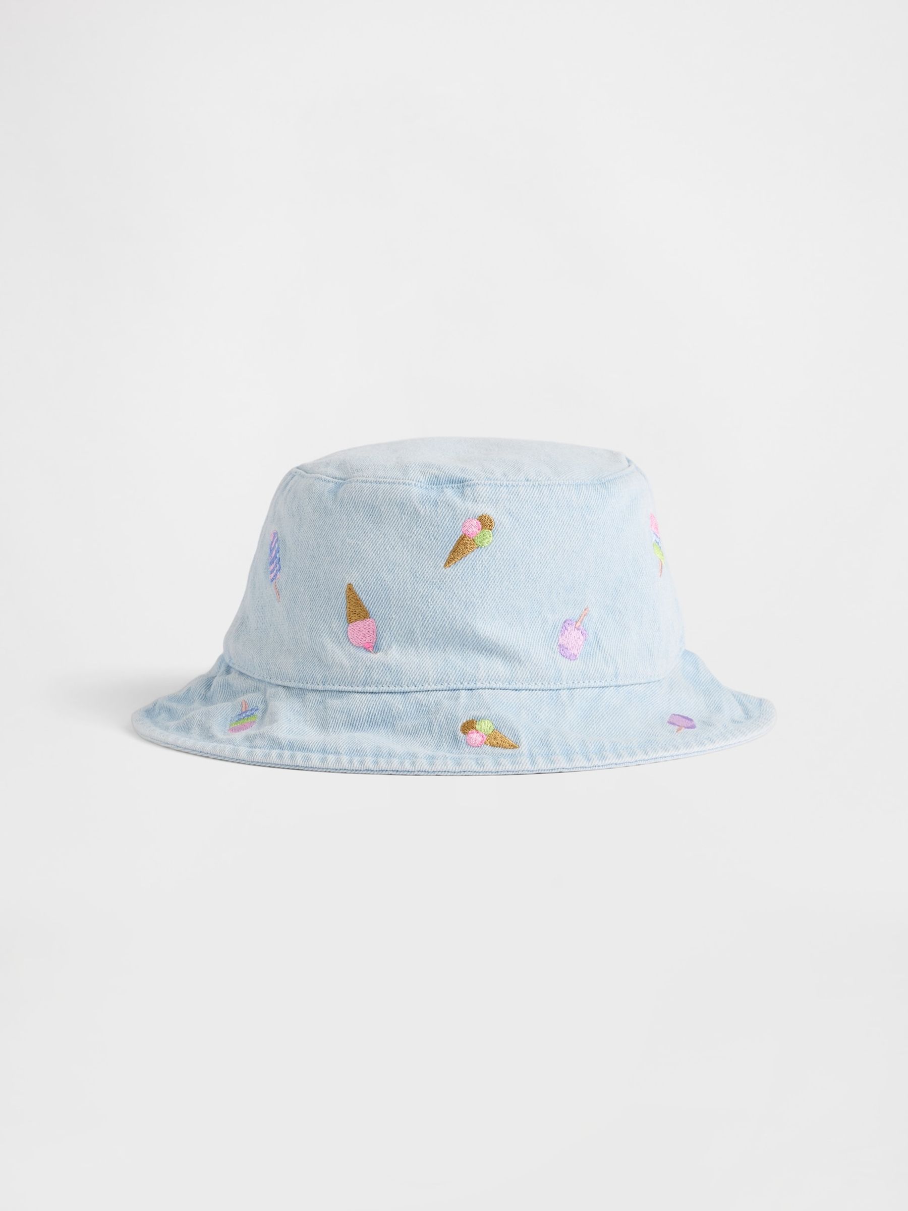 Ice Cream Embroidered Denim Bucket Hat - Image 1 of 1