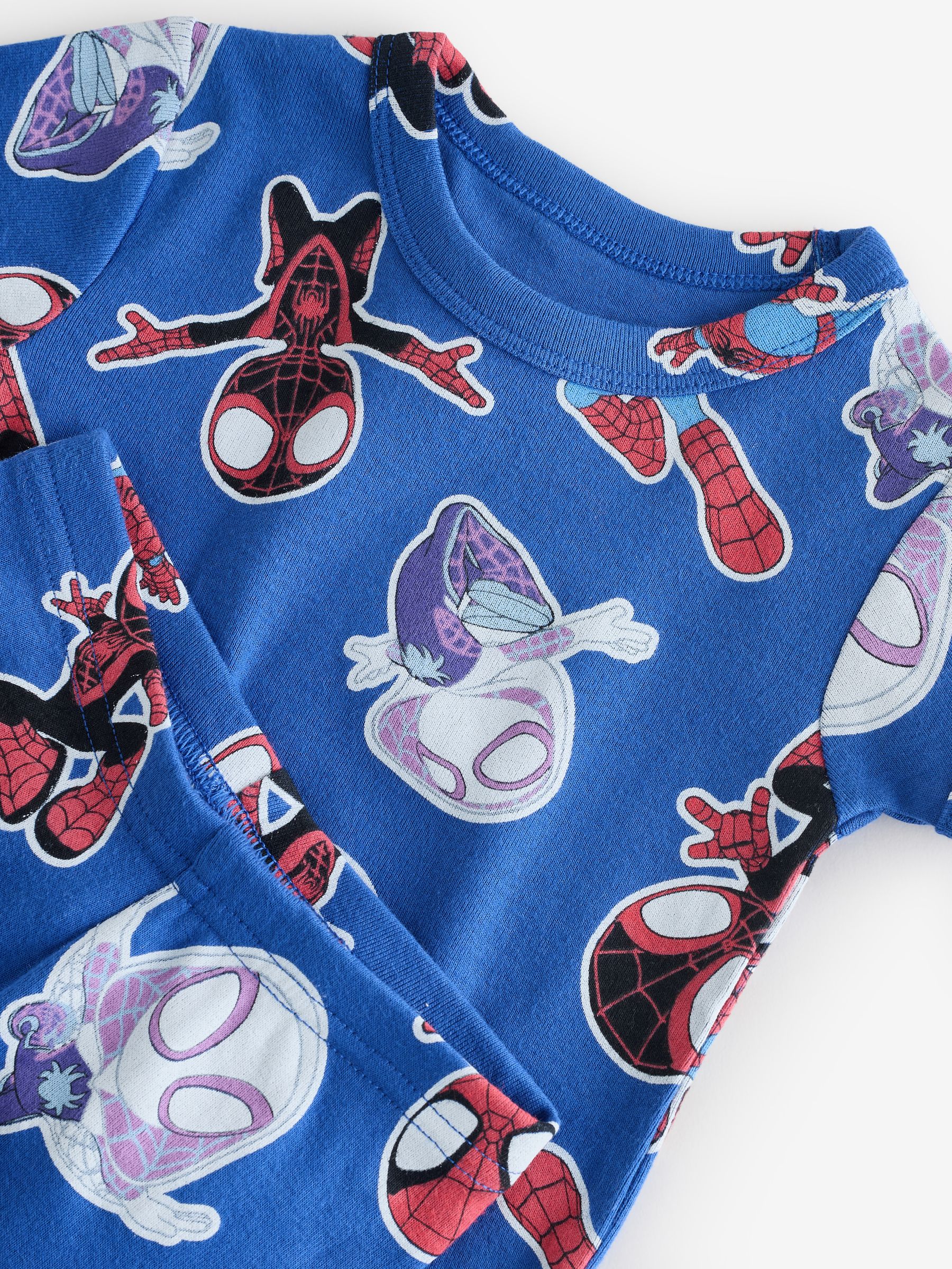 Blue Spiderman Brushed Cotton Pyjamas Set - Image 3 of 5