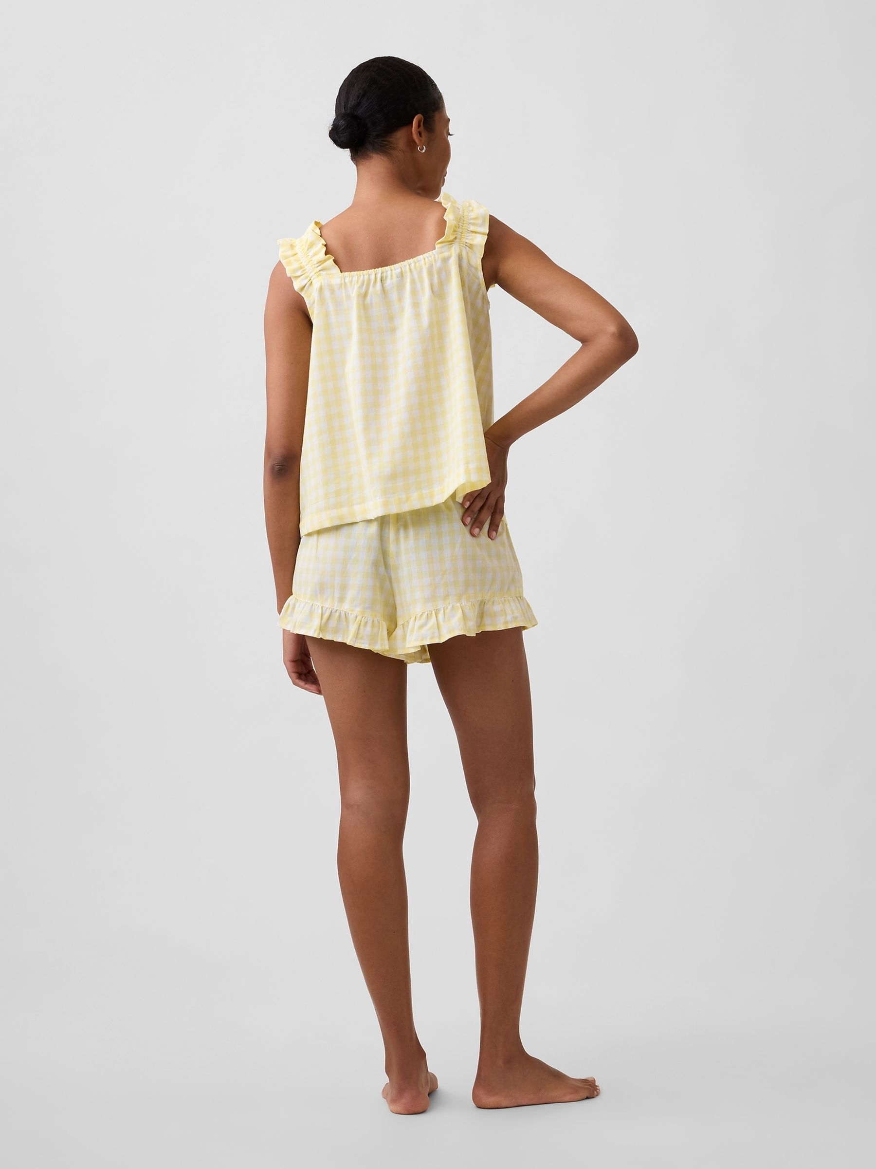 Yellow Gingham Ruffle Poplin Pyjama Shorts - Image 2 of 5