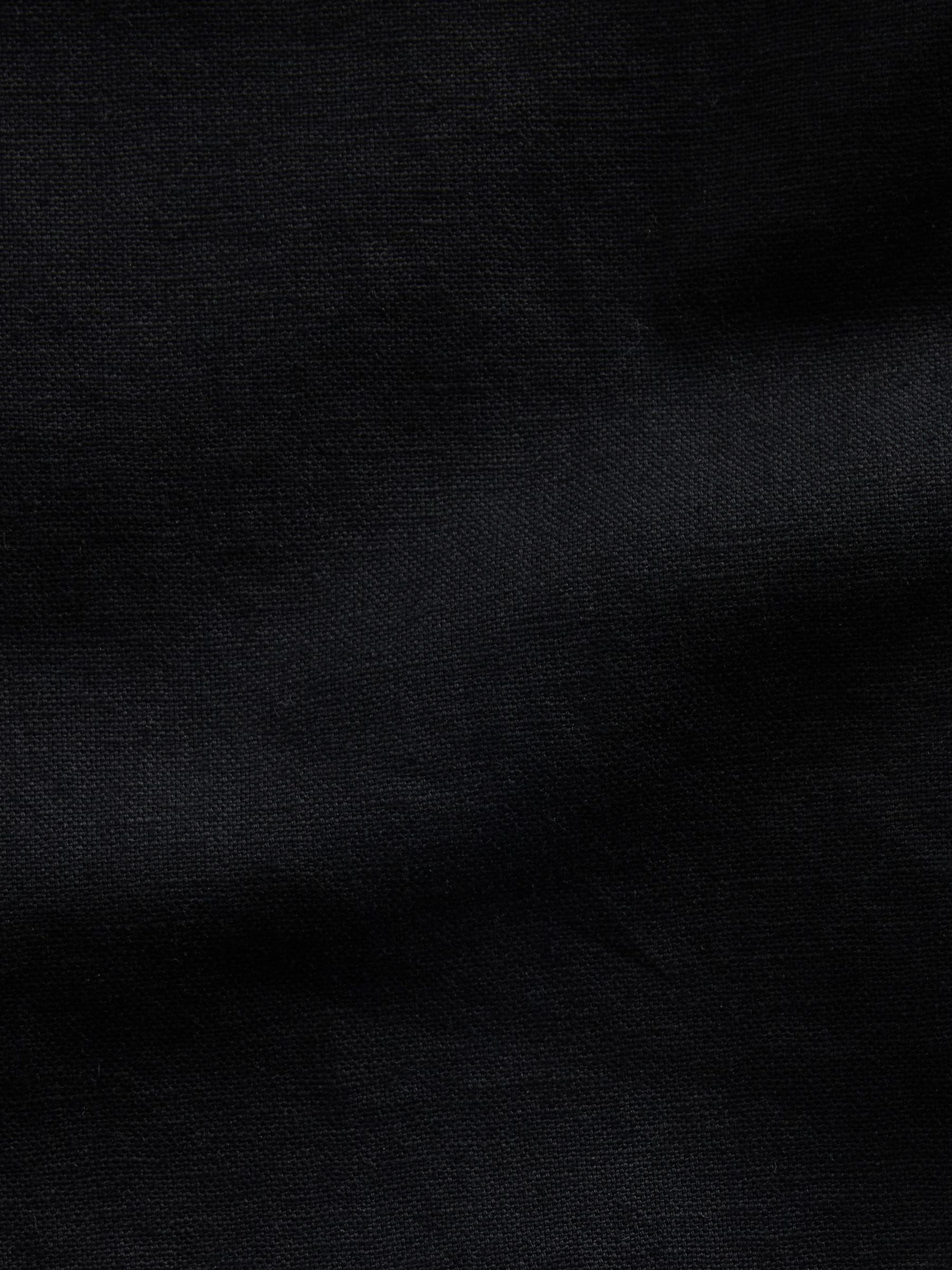 Black Linen-Cotton Relaxed Tapered Trousers - Image 4 of 4