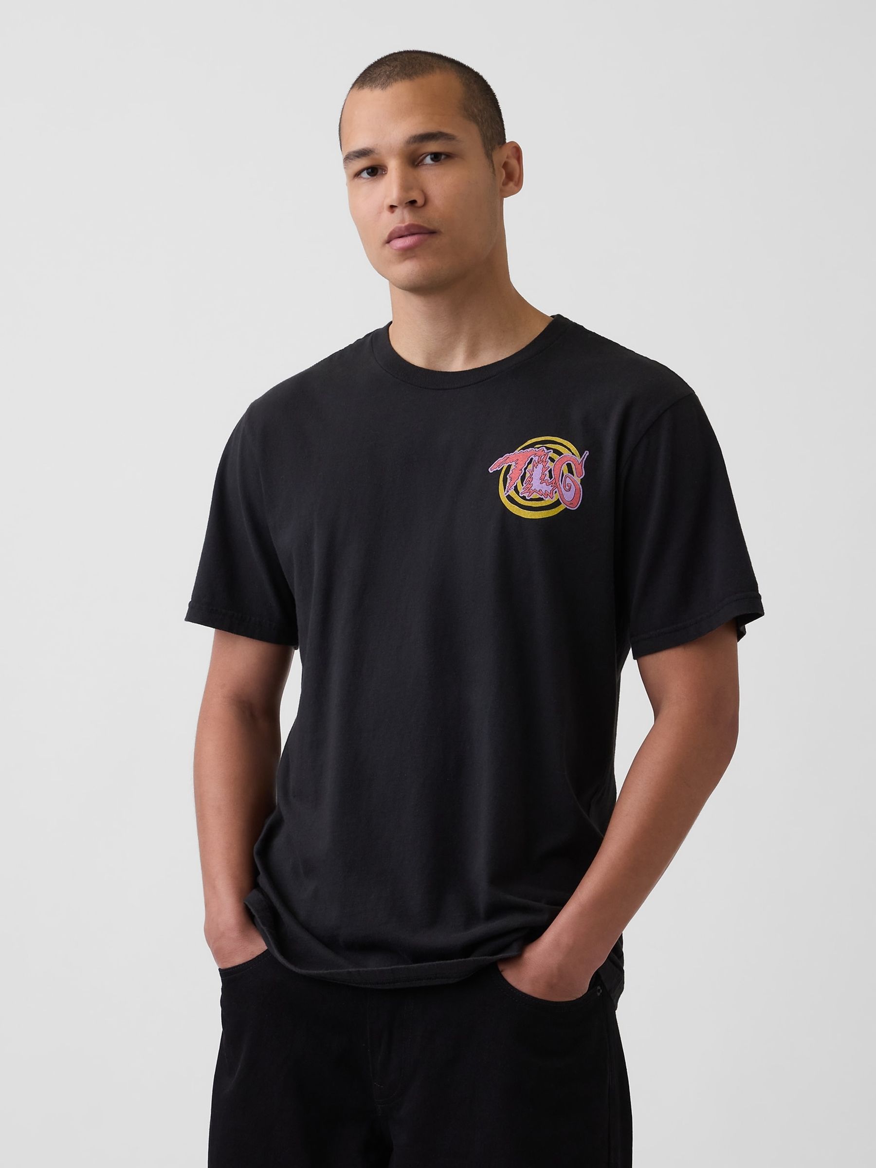 Black TLC Relaxed Band Graphic Short Sleeve T-Shirt - Image 1 of 4