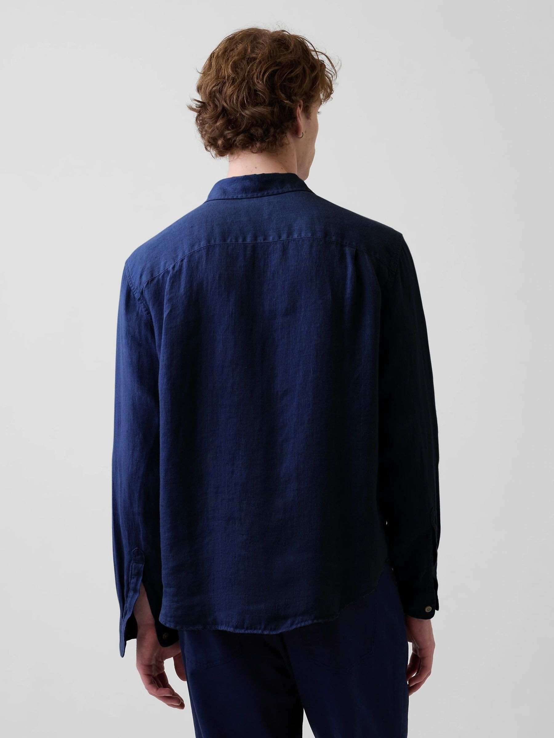 Navy Linen Relaxed Shirt - Image 4 of 6