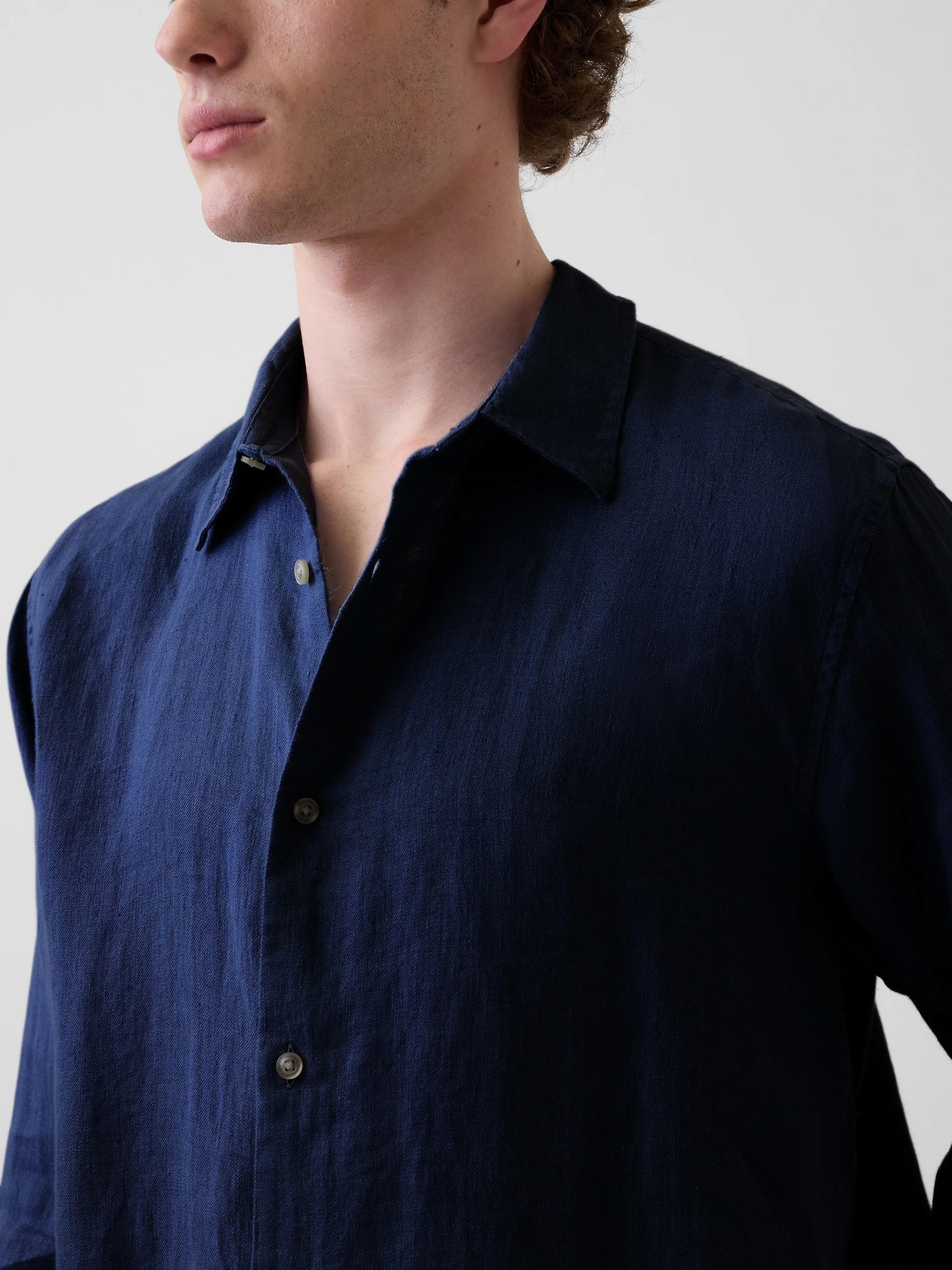 Navy Linen Relaxed Shirt - Image 5 of 6