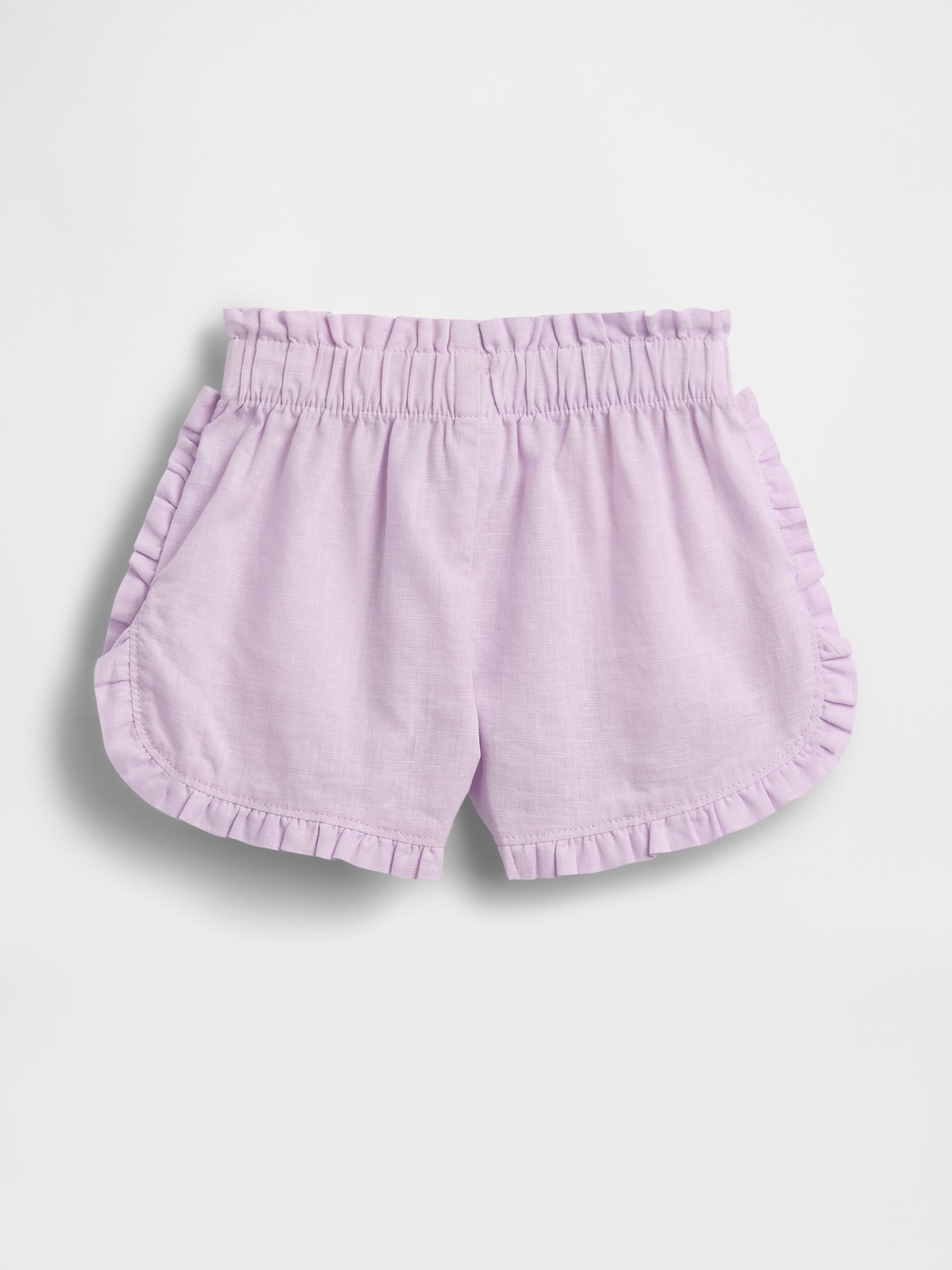 Purple Linen-Cotton Ruffle Dolphin Shorts - Image 2 of 2