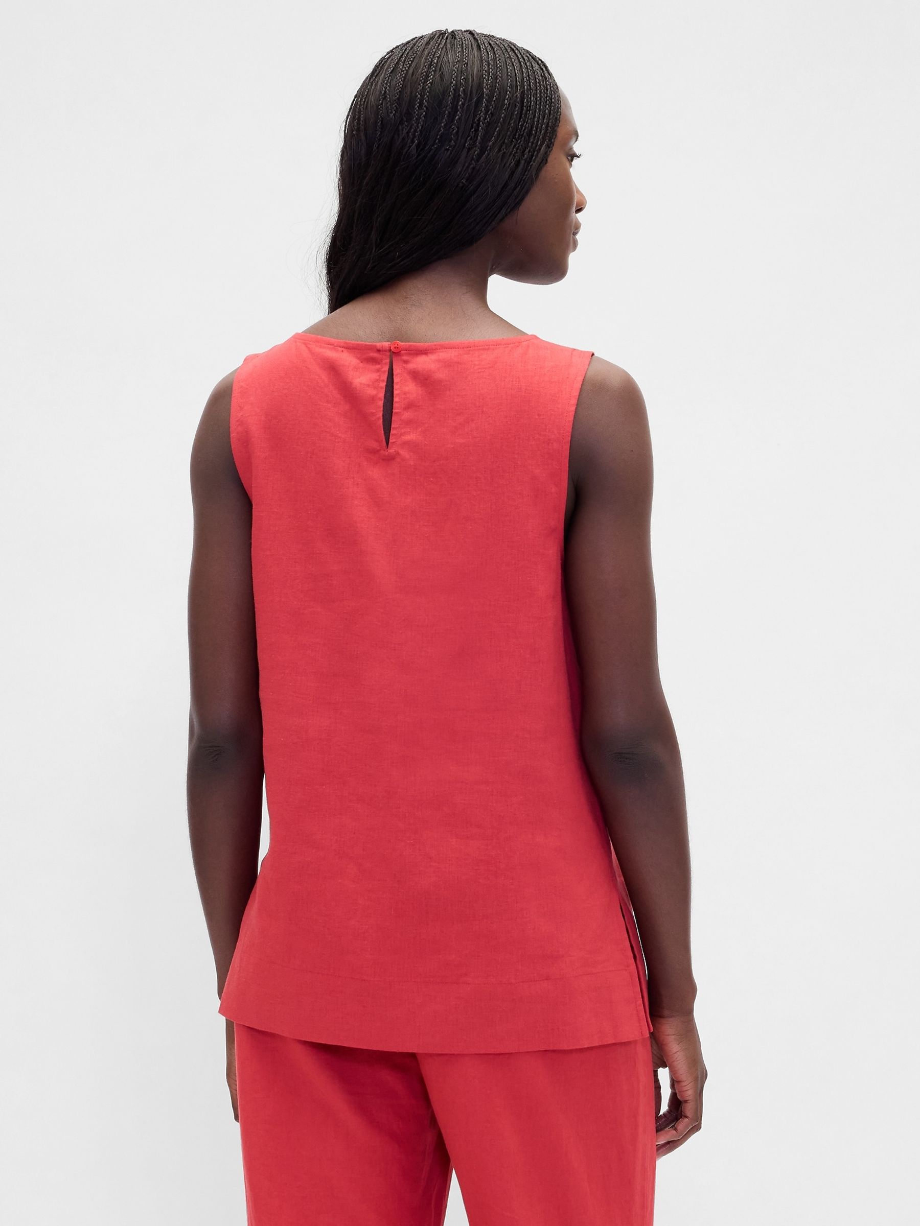 Red Linen Blend Shell Vest - Image 2 of 4