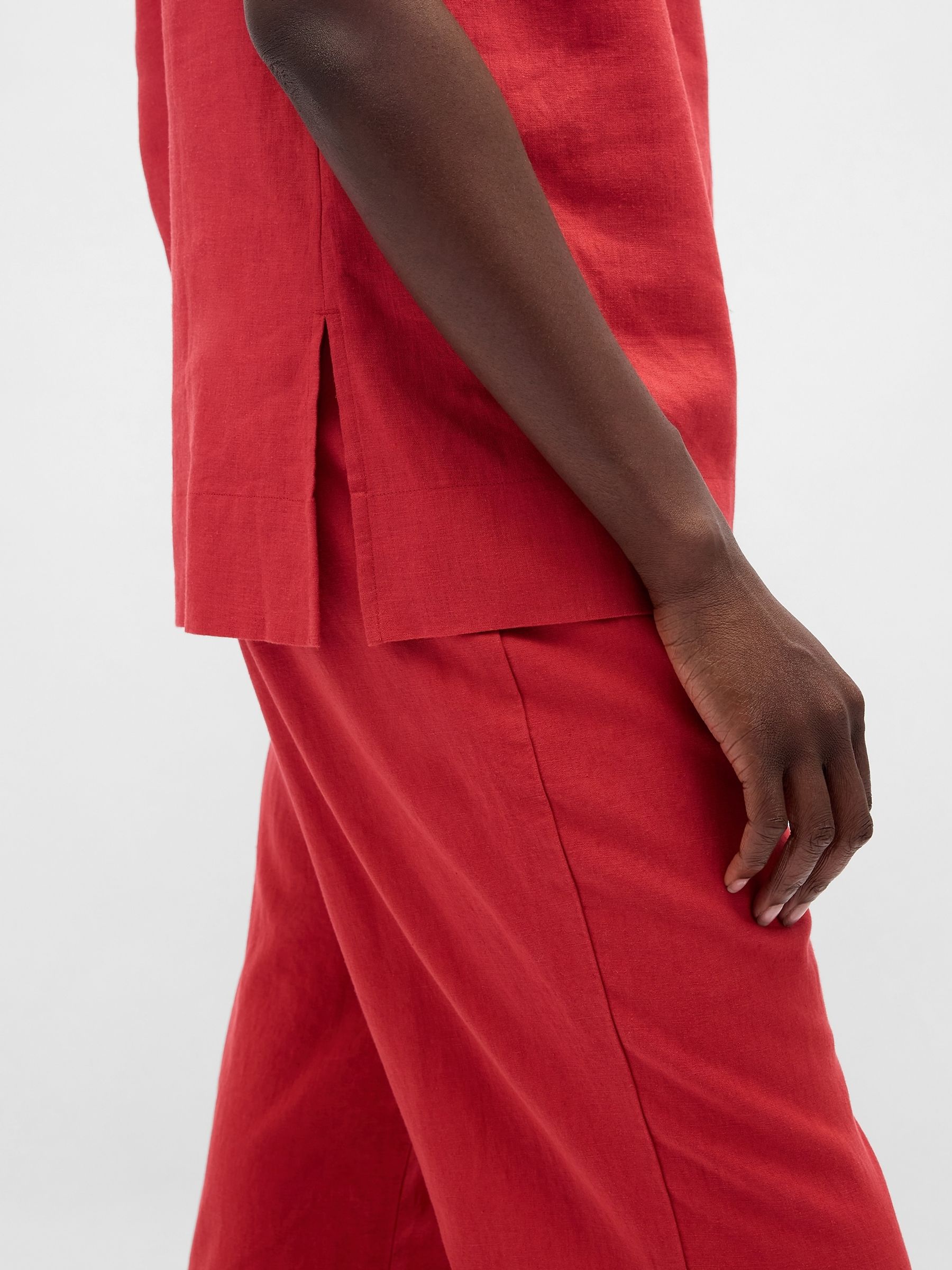 Red Linen Blend Shell Vest - Image 4 of 4
