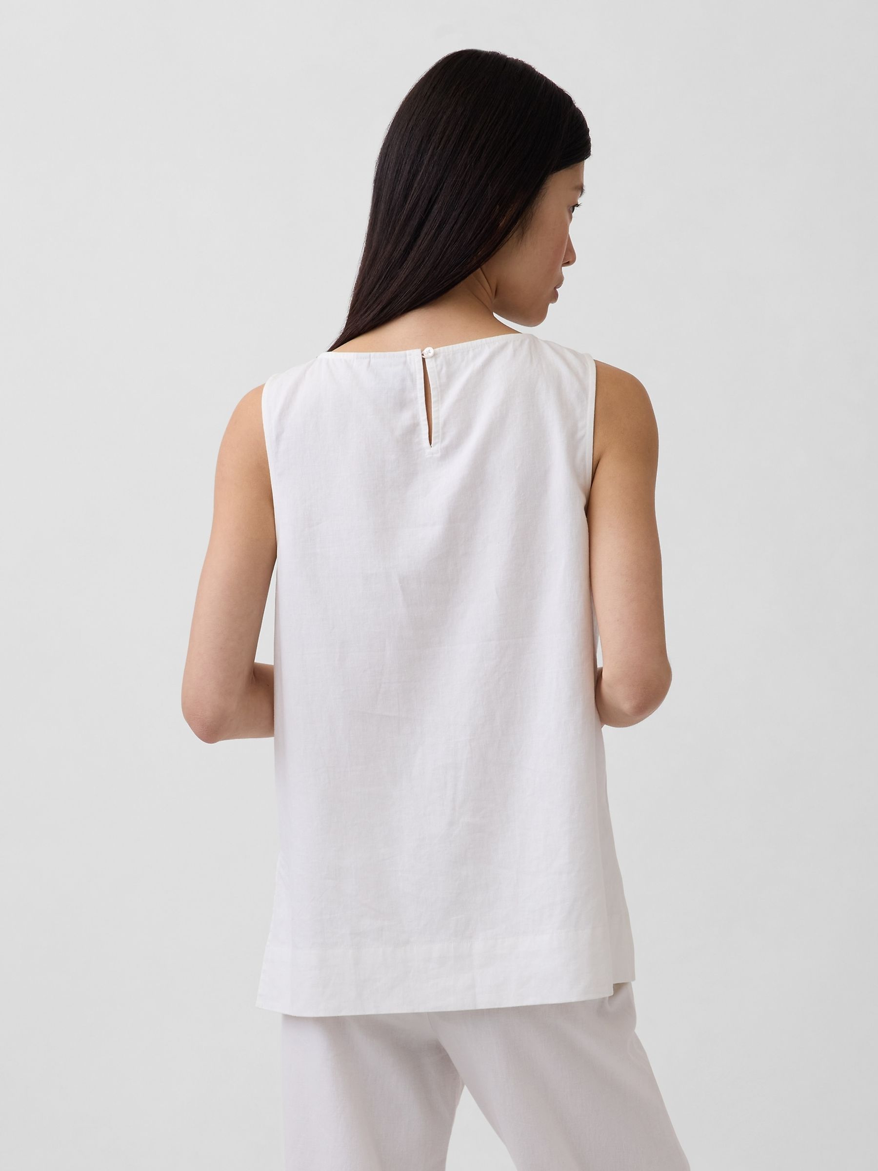 White Linen Blend Shell Vest - Image 2 of 5