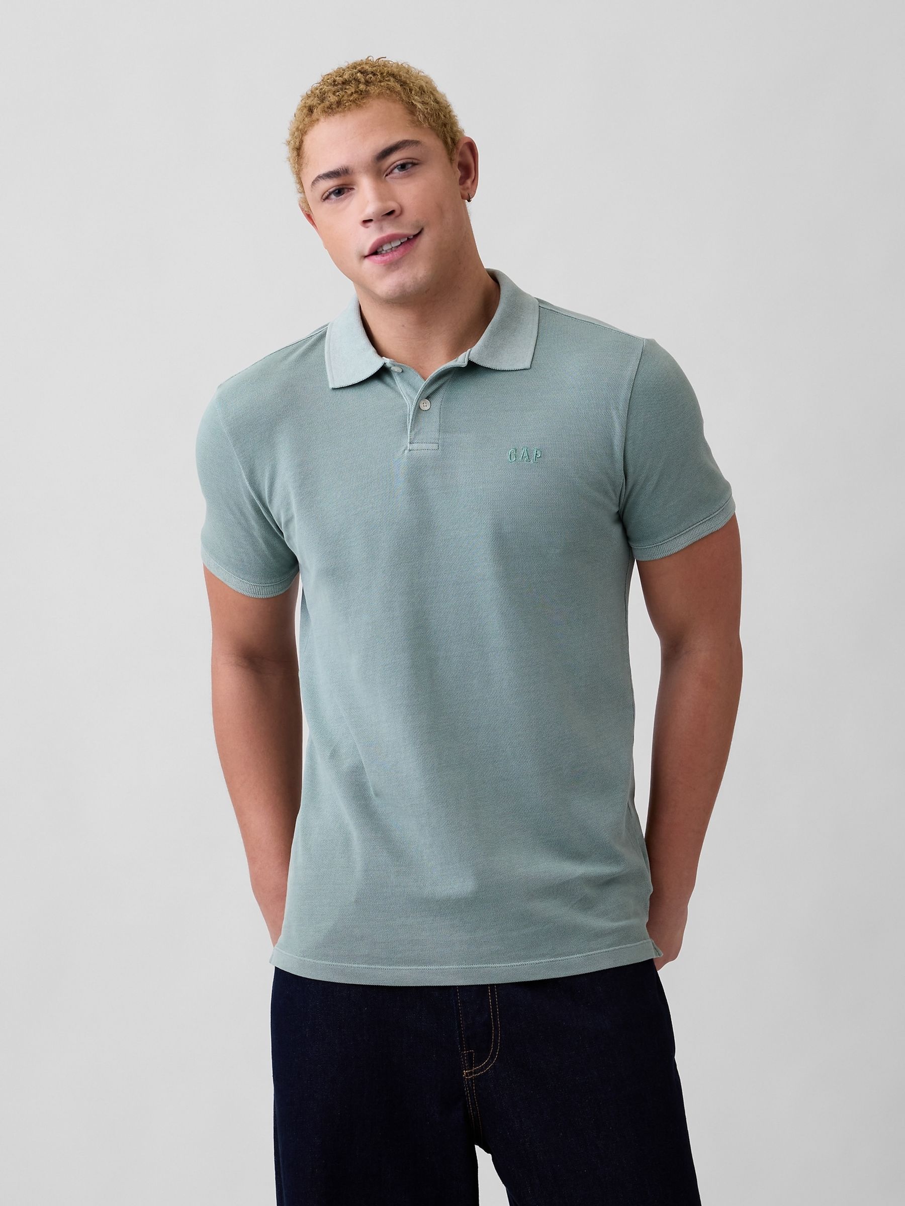 Green Logo Pique Polo Shirt - Image 1 of 4