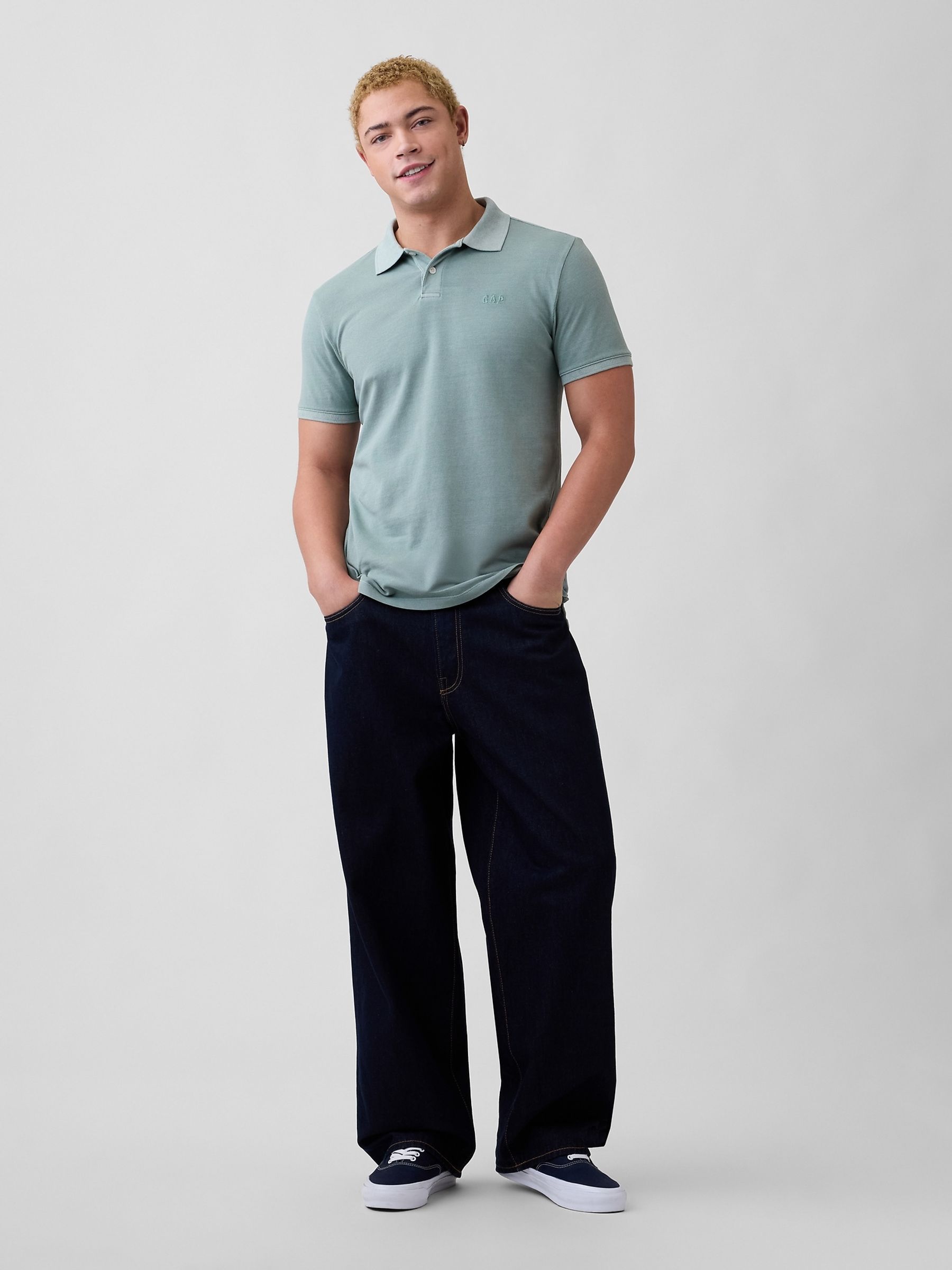 Green Logo Pique Polo Shirt - Image 3 of 4