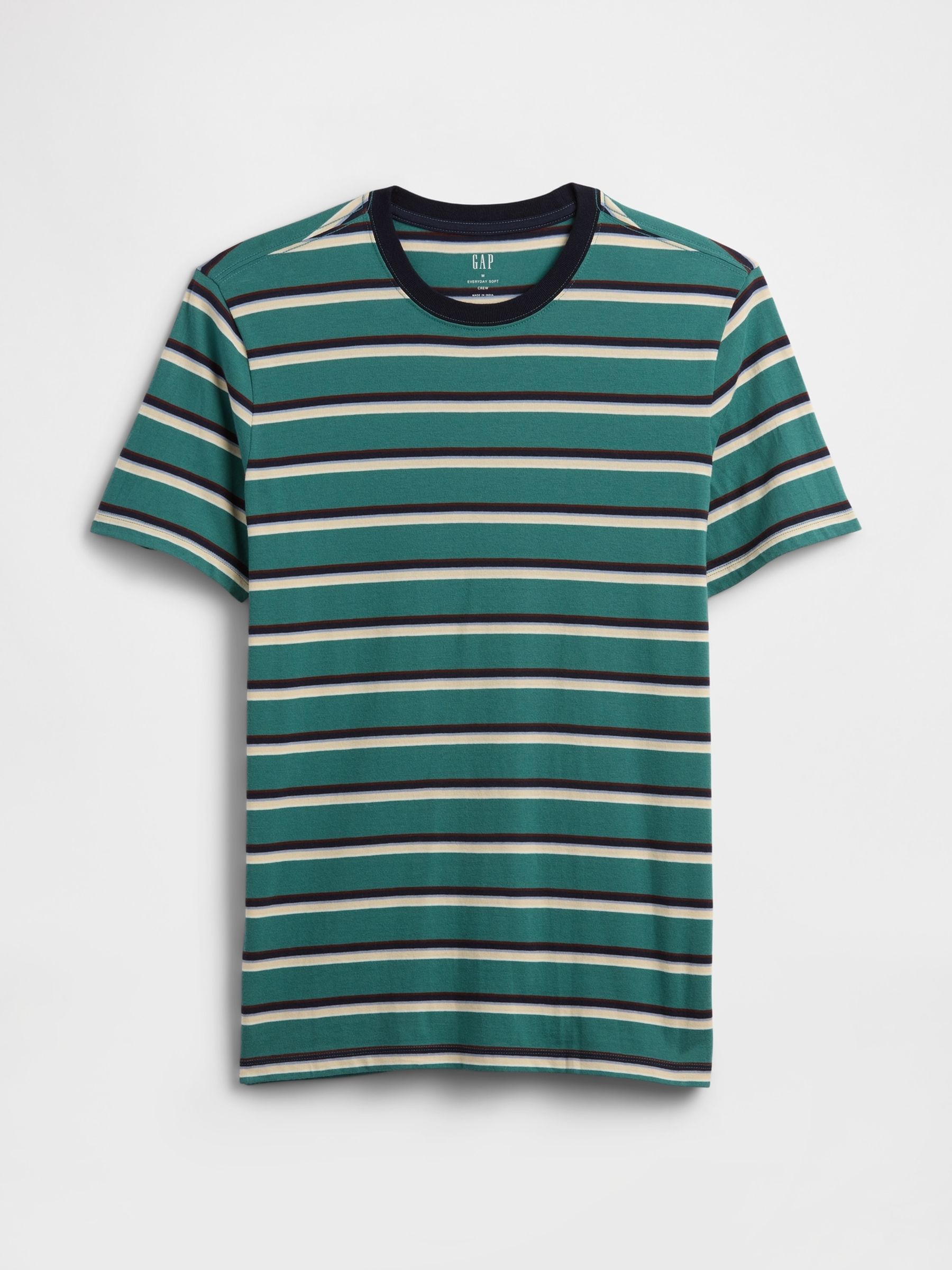 Green Everyday Soft Stripe Crew Neck T-Shirt - Image 4 of 5