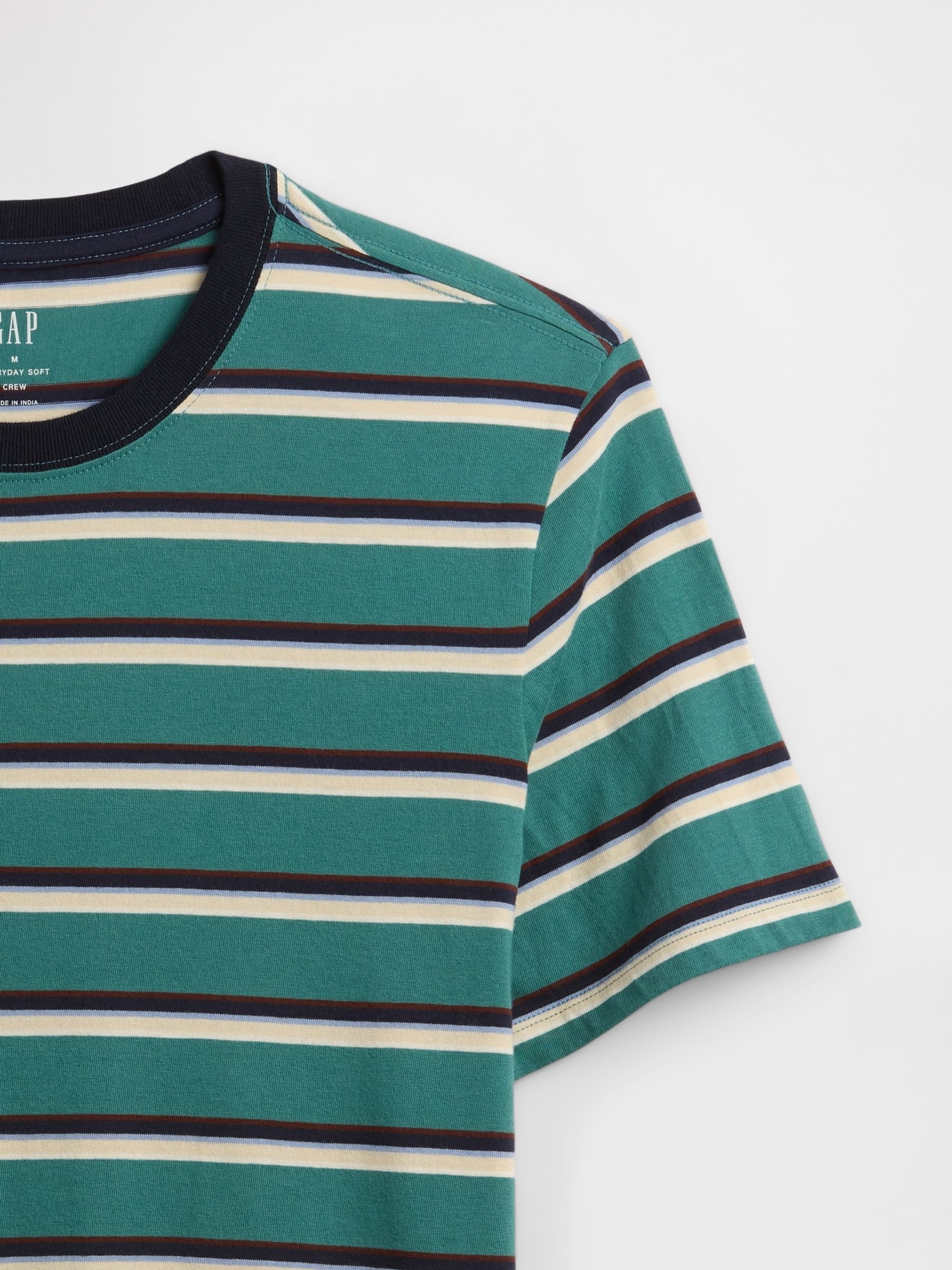 Green Everyday Soft Stripe Crew Neck T-Shirt - Image 5 of 5