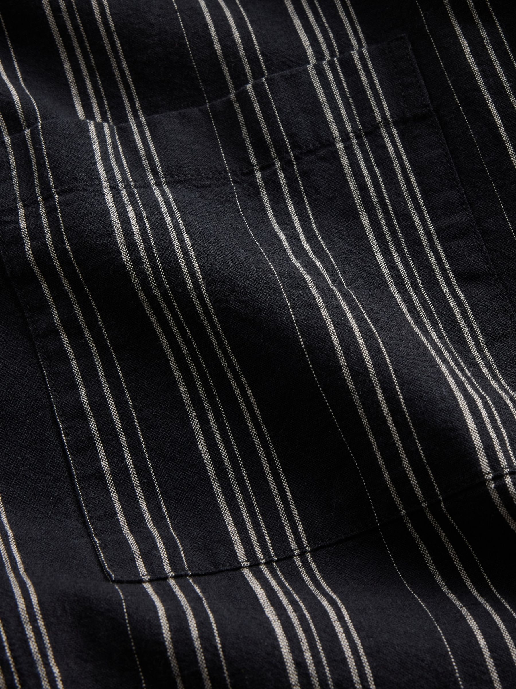 Black Stripe Textured Linen-Cotton Shirt - Image 4 of 4
