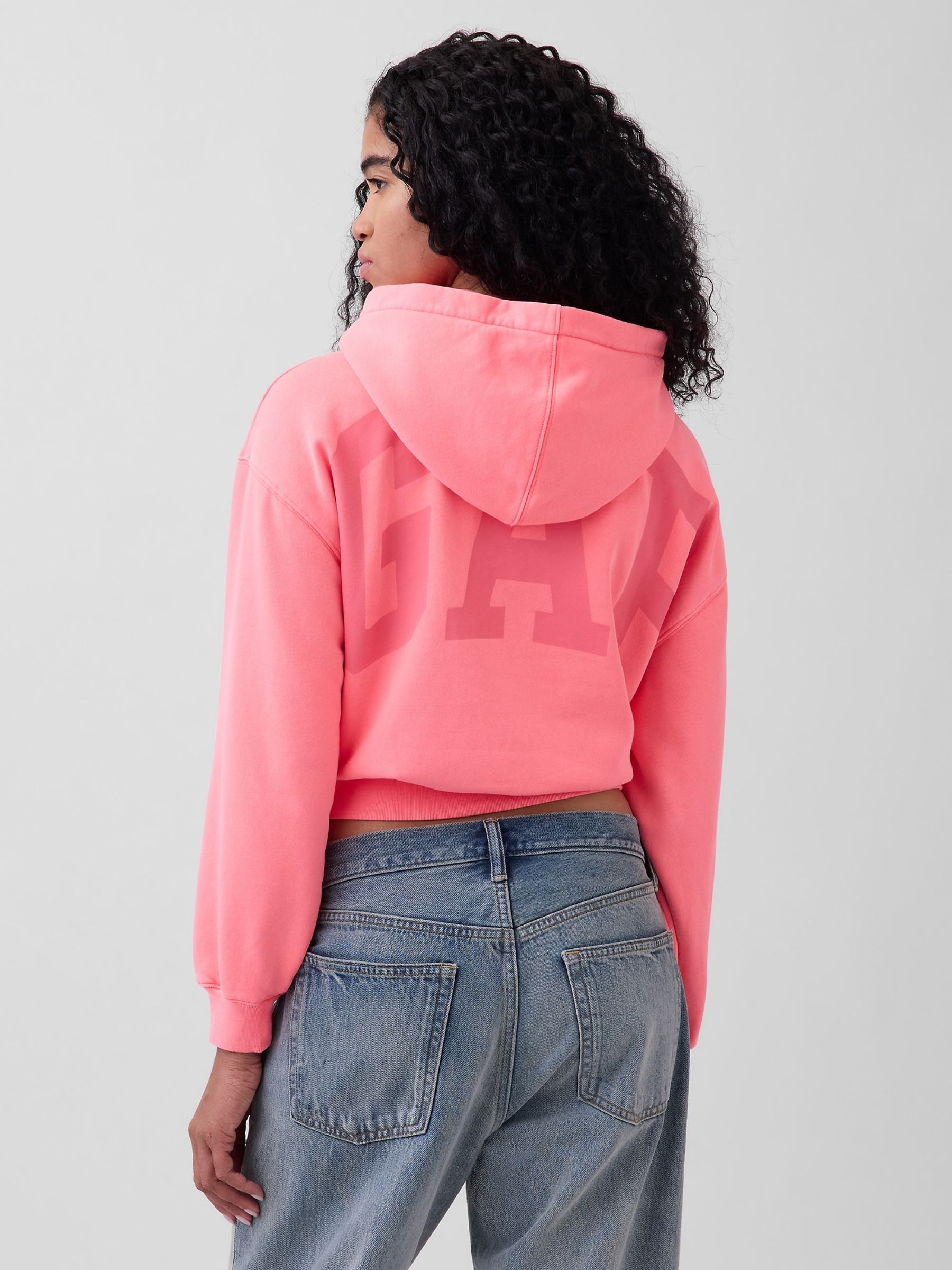 Pink VintageSoft Oversized Crop Logo Hoodie - Image 2 of 4