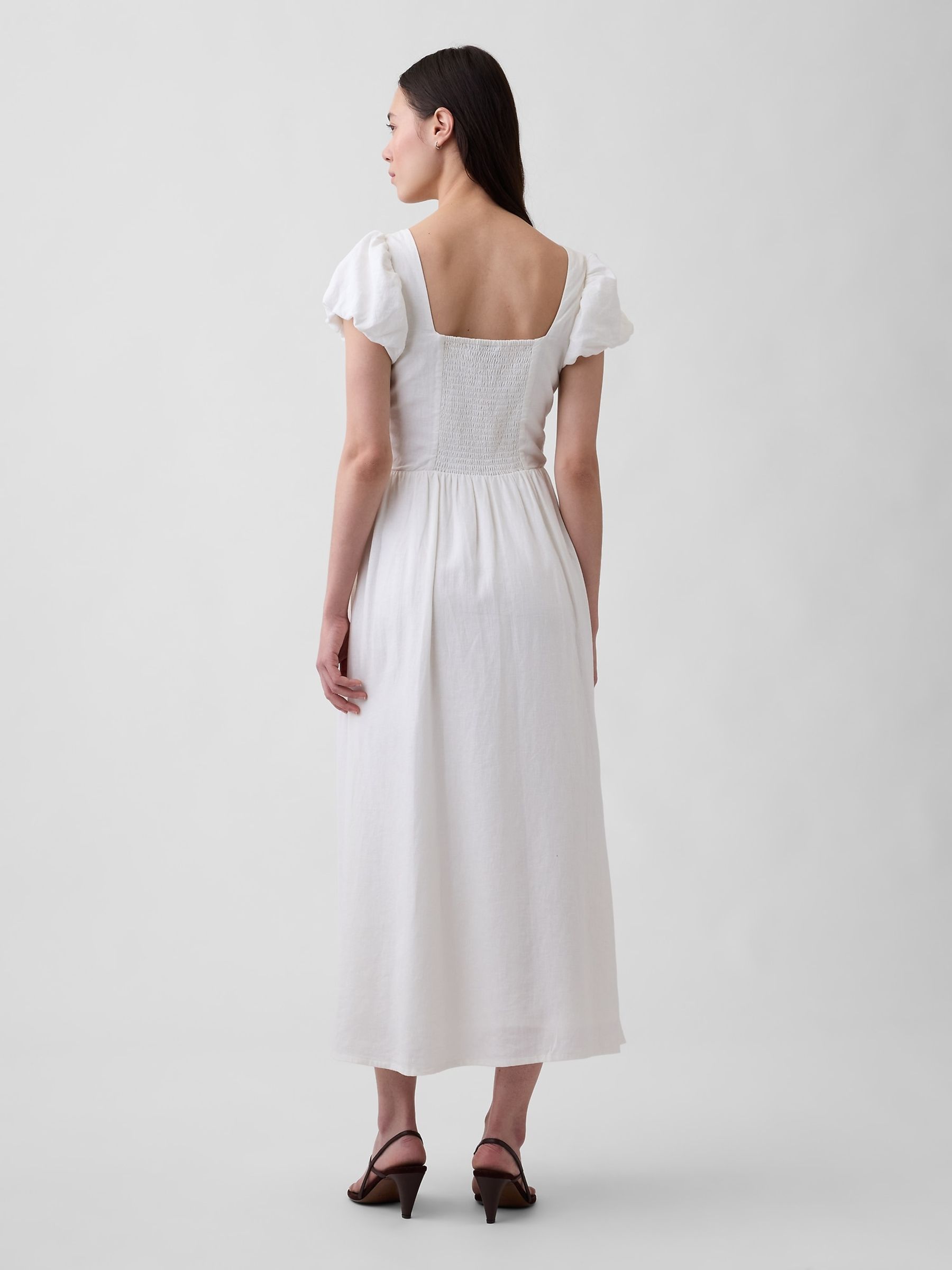White Linen-Blend Drop-Waist Maxi Dress - Image 2 of 4