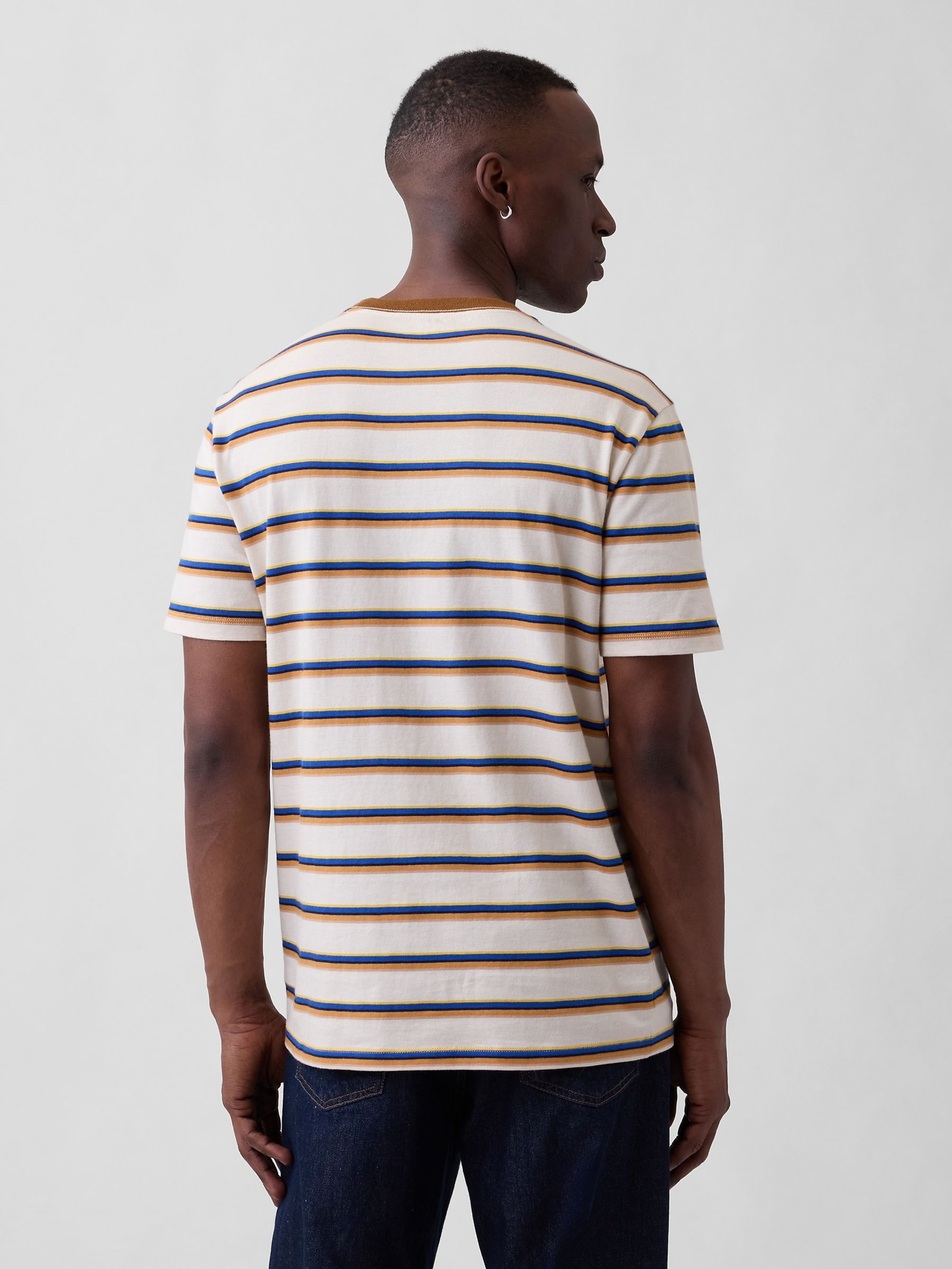 Brown Everyday Soft Stripe Crew Neck T-Shirt - Image 2 of 5