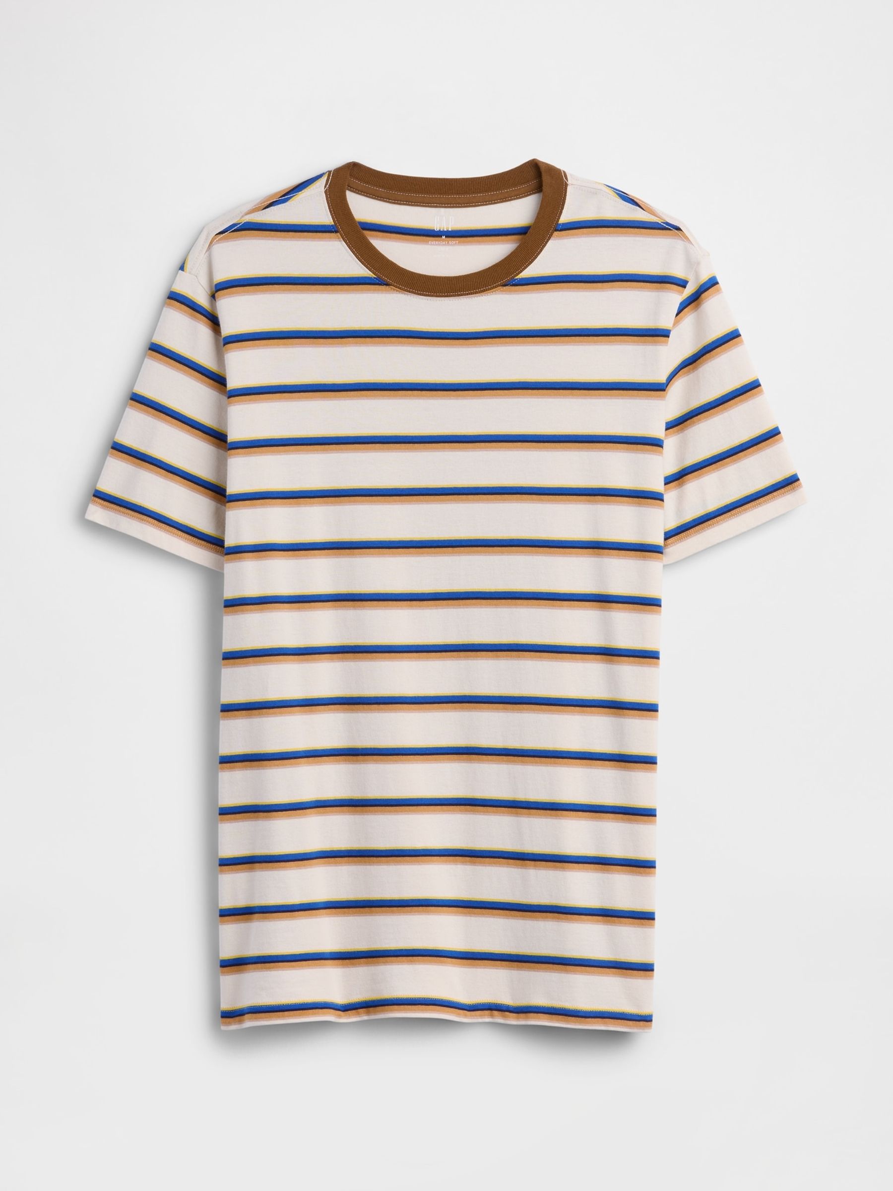 Brown Everyday Soft Stripe Crew Neck T-Shirt - Image 4 of 5