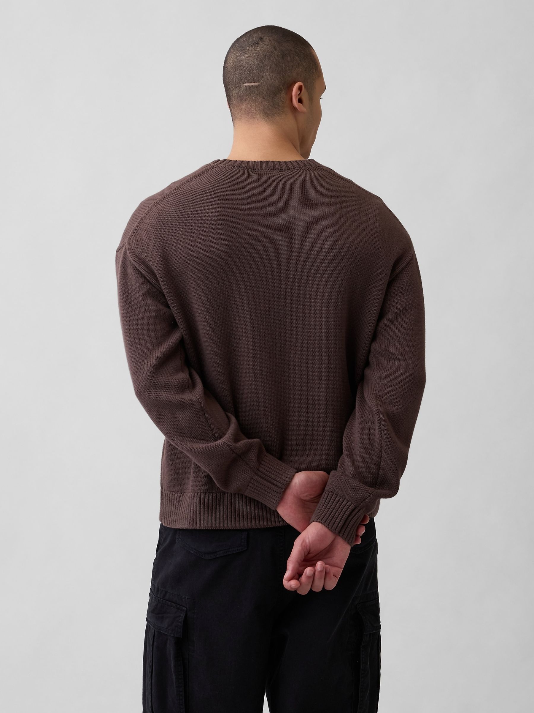 Brown Relaxed Crew Neck Boxy Jumper - Image 2 of 4
