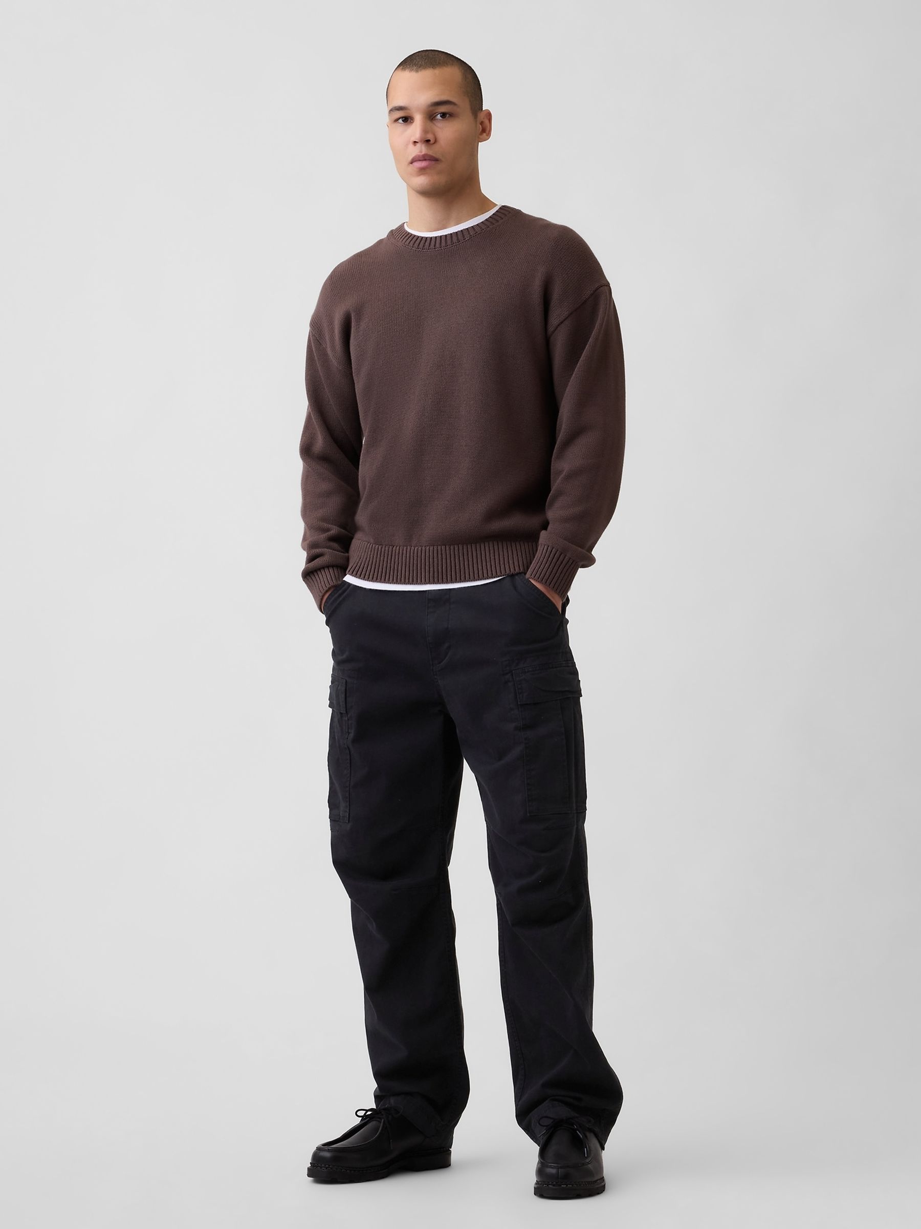 Brown Relaxed Crew Neck Boxy Jumper - Image 3 of 4