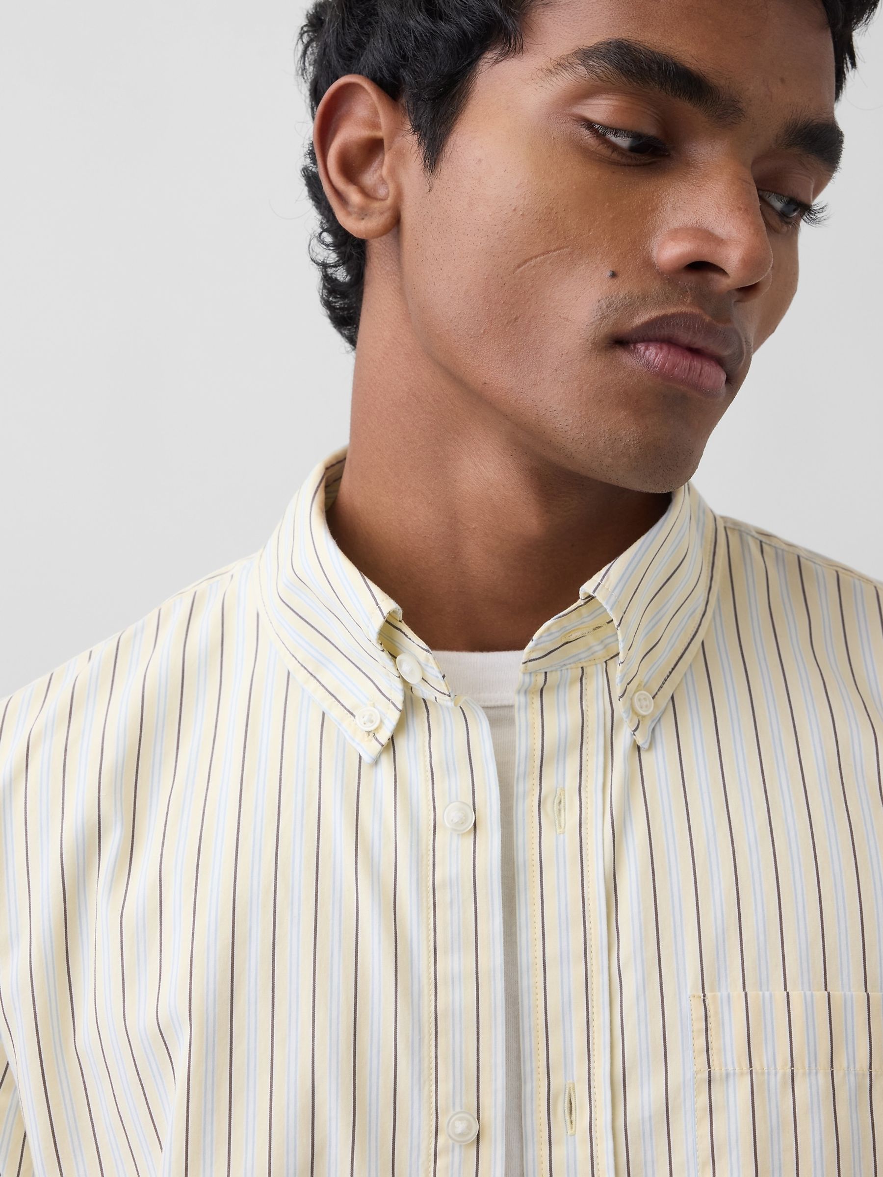 Yellow Stripe Cotton Poplin Classic Shirt - Image 4 of 4