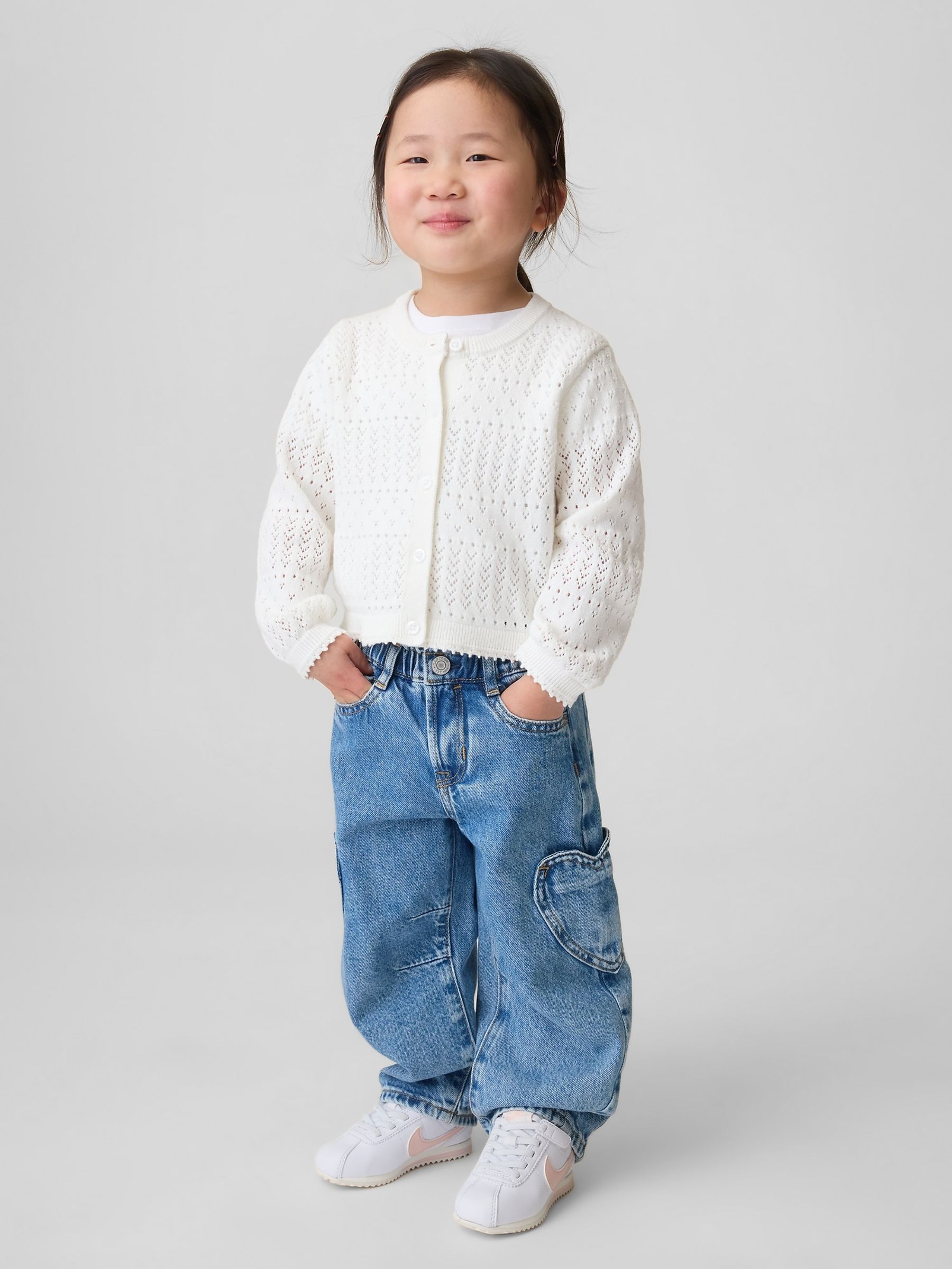 White Pointelle Cardigan (6mths-5yrs) - Image 1 of 3