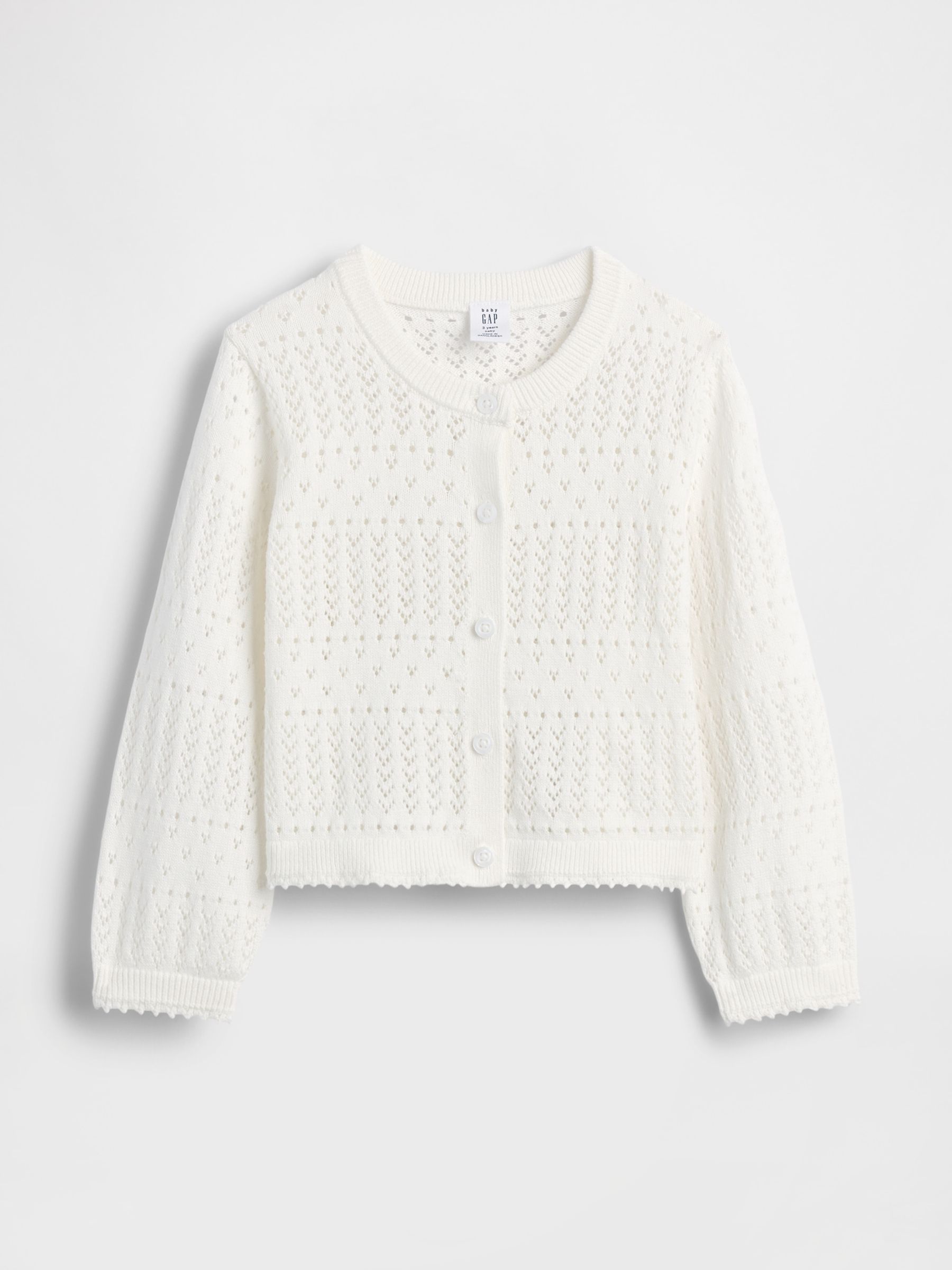 White Pointelle Cardigan (6mths-5yrs) - Image 2 of 3