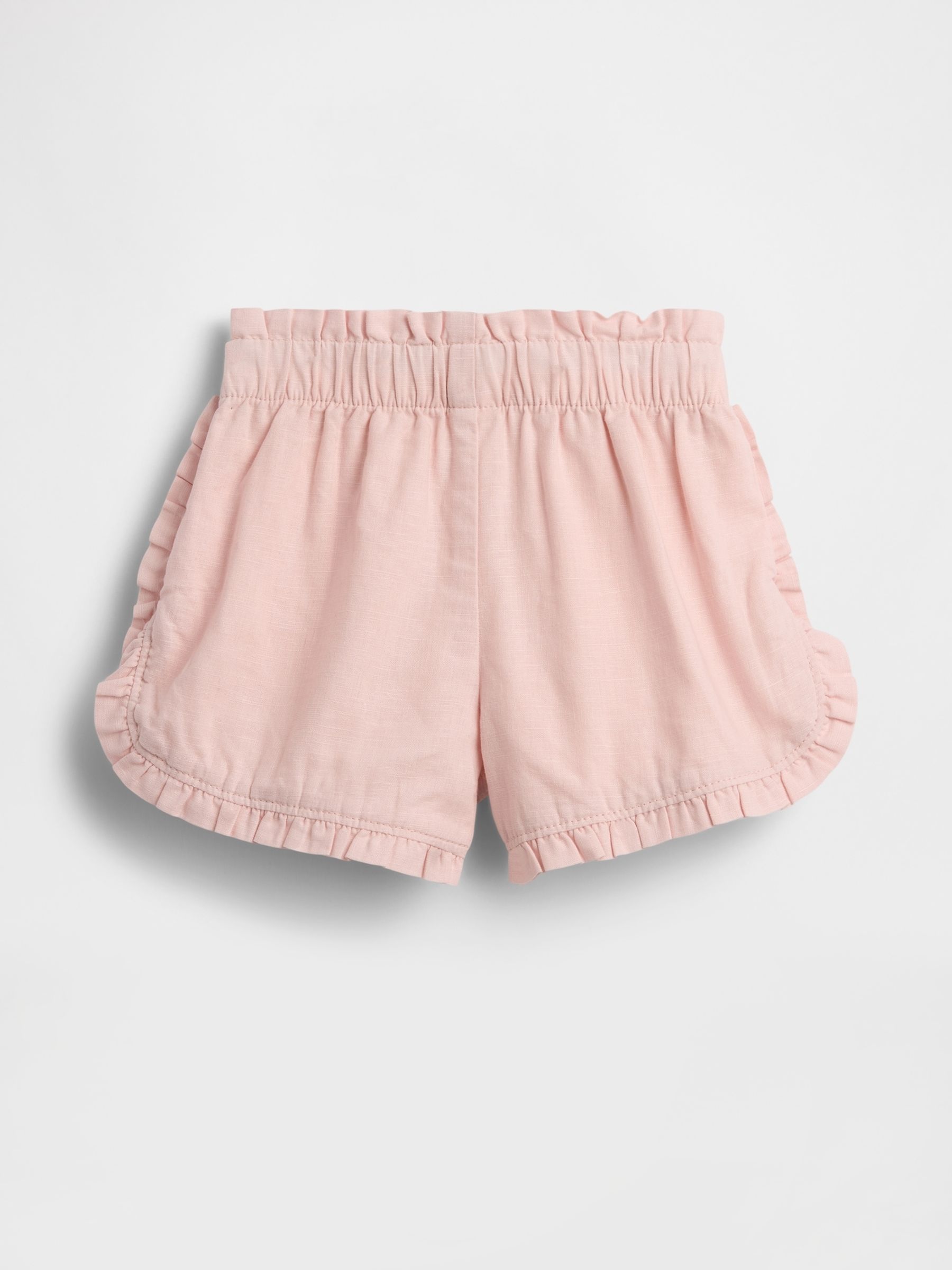 Light Pink Linen-Cotton Ruffle Dolphin Shorts - Image 2 of 2