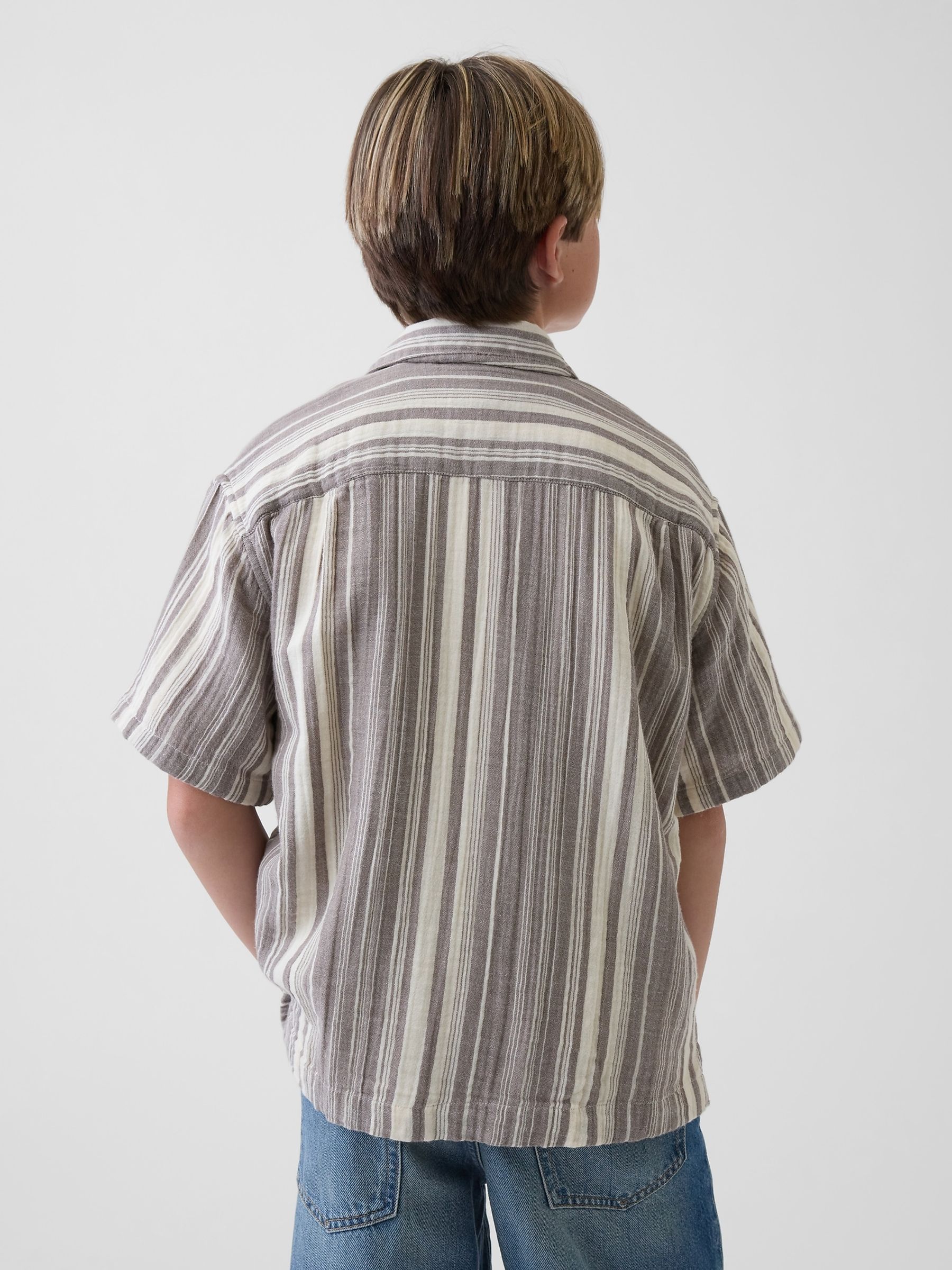 Beige stripe Gauze Shirt - Image 2 of 4