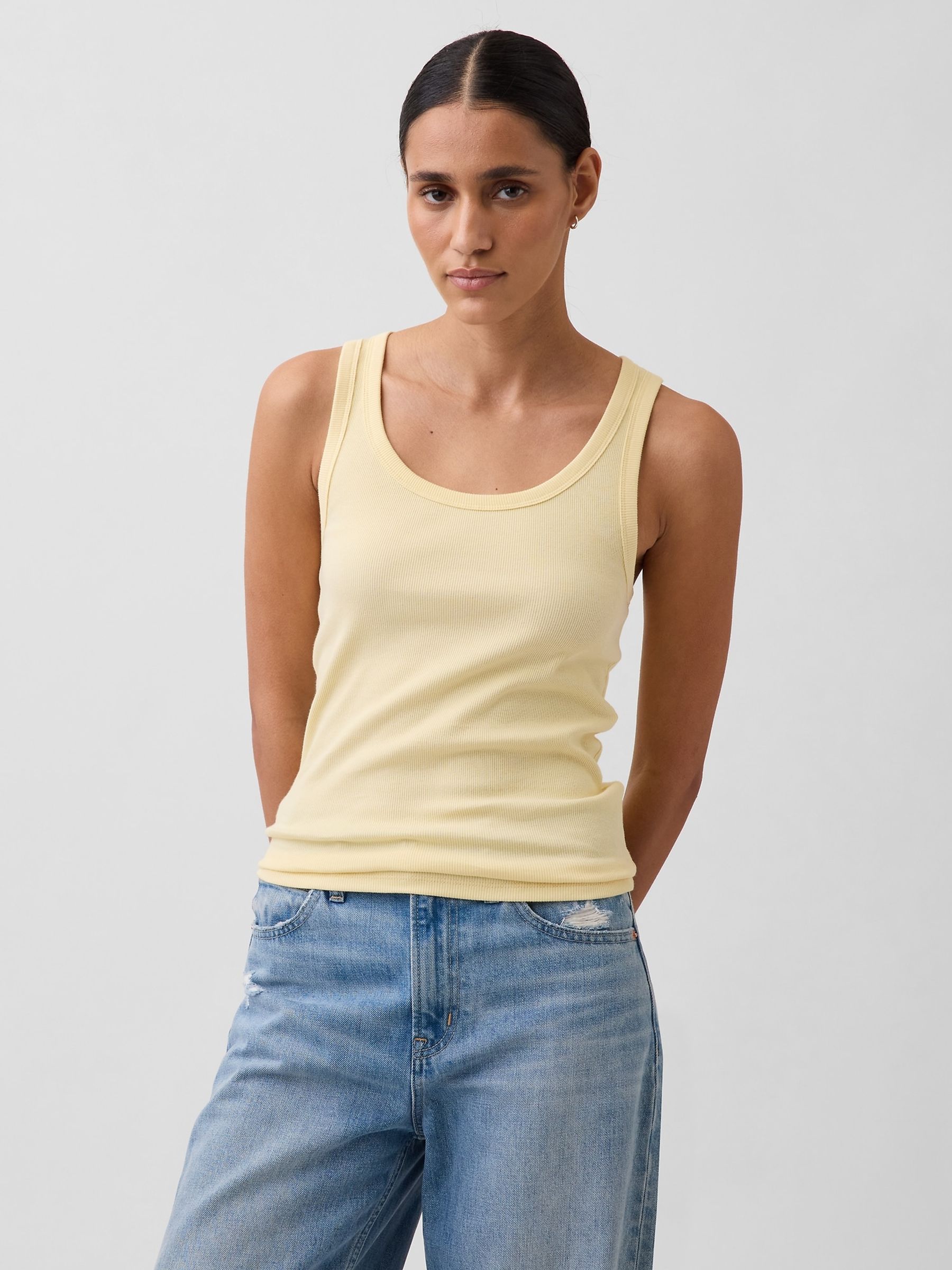 Yellow Rib Scoop Vest - Image 1 of 4