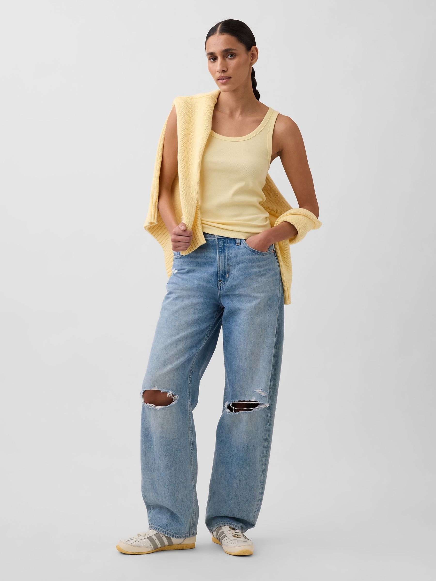 Yellow Rib Scoop Vest - Image 3 of 4