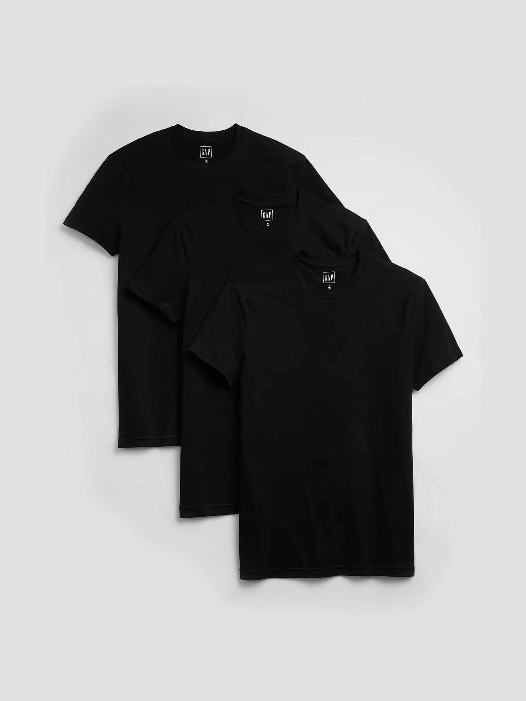 Black Cotton Crew Neck T-Shirts 3 Pack - Image 1 of 1