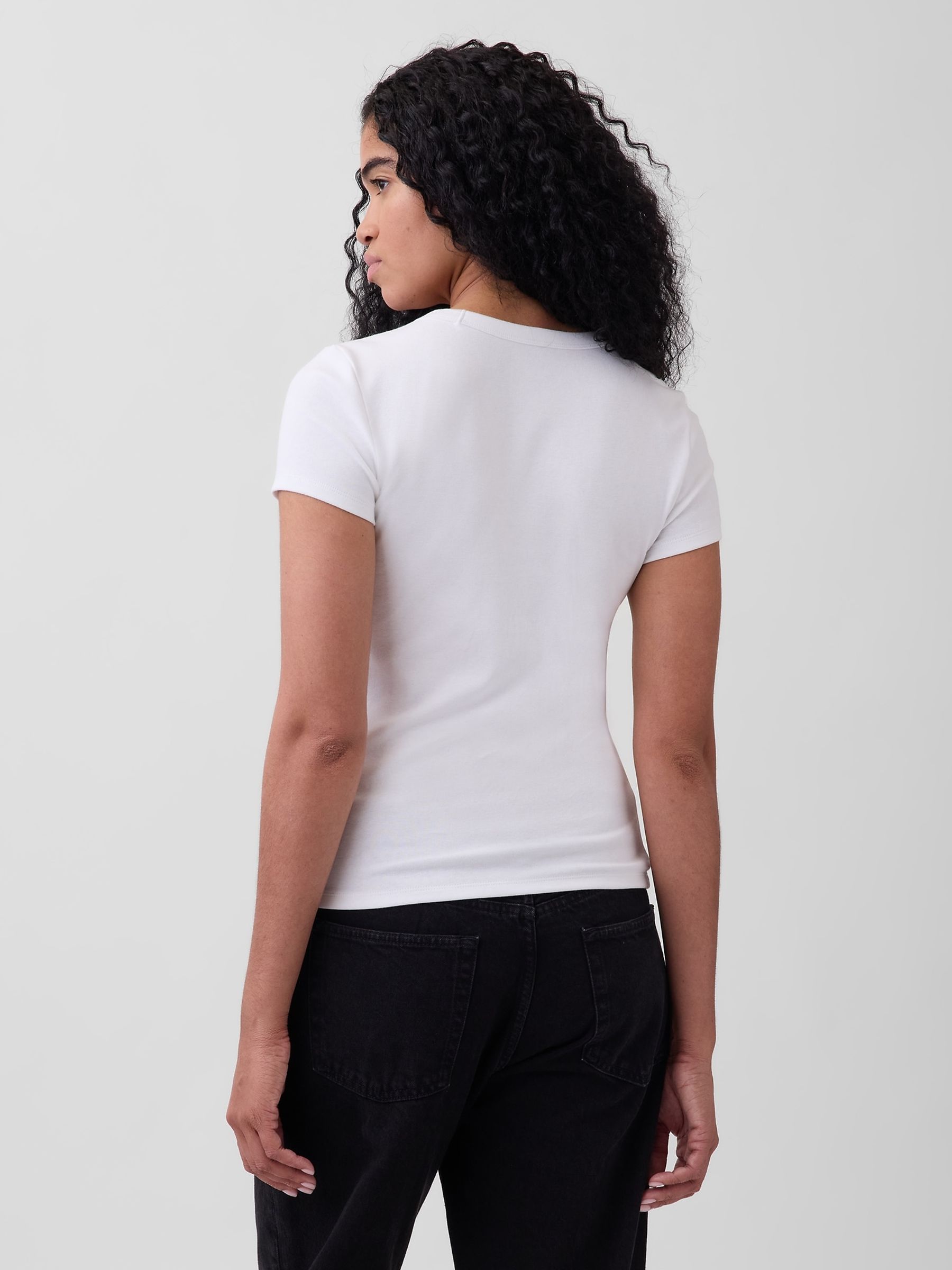 White Modern Crew neck T-Shirt - Image 2 of 4