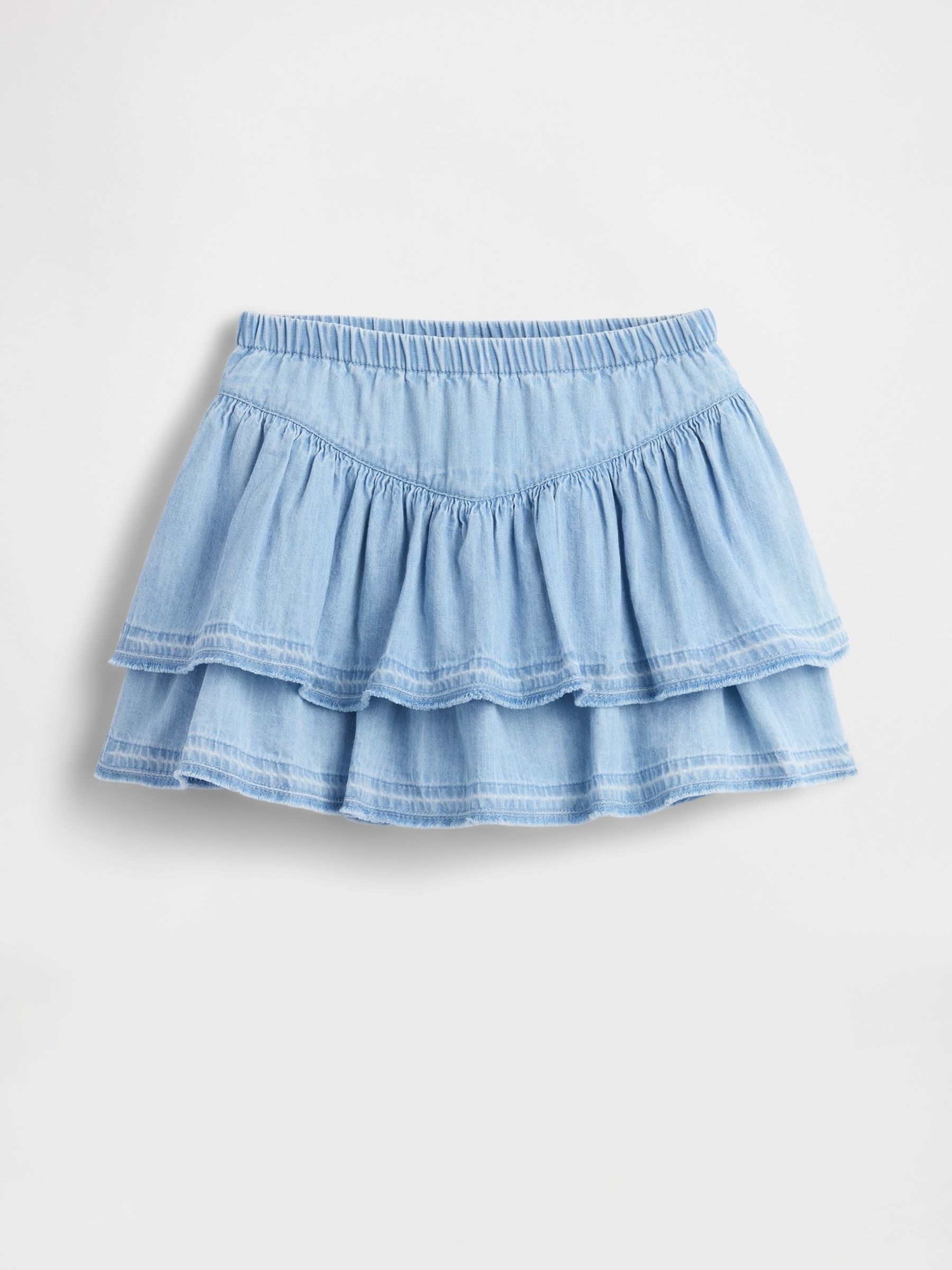 Light Wash Denim Ruffle Skort - Image 2 of 4