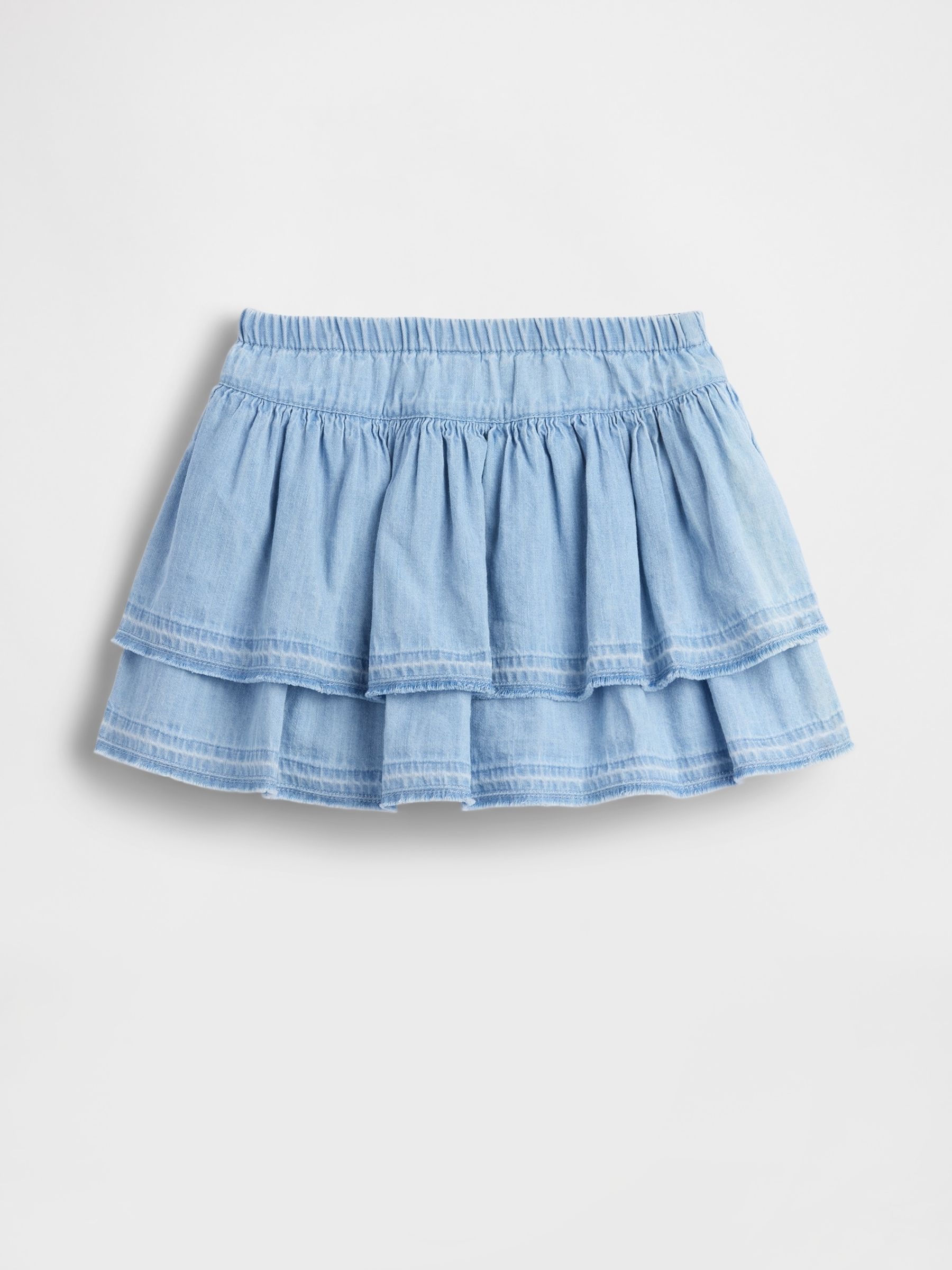 Light Wash Denim Ruffle Skort - Image 3 of 4