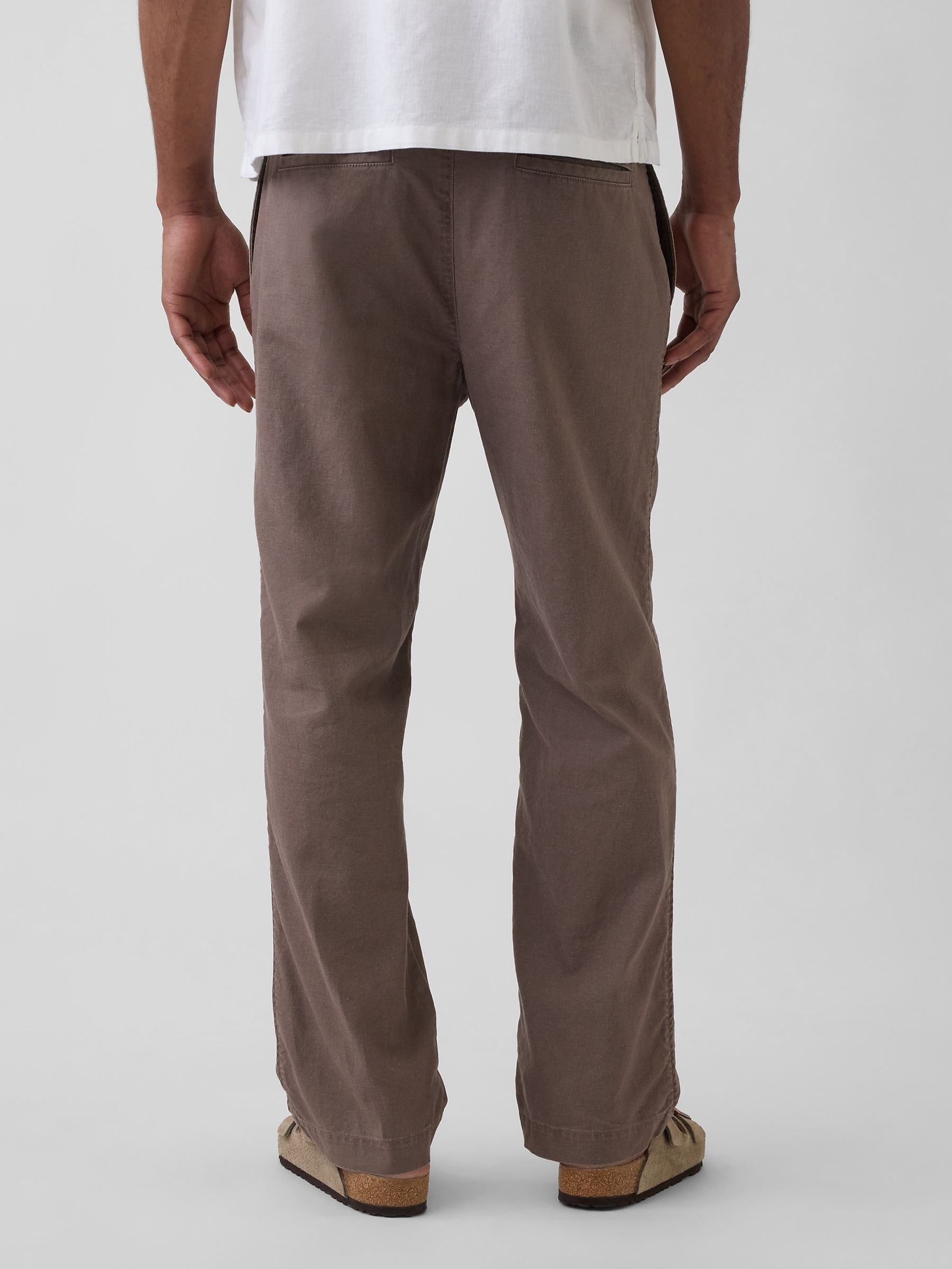 Brown Linen-Cotton Relaxed Tapered Trousers - Image 2 of 5