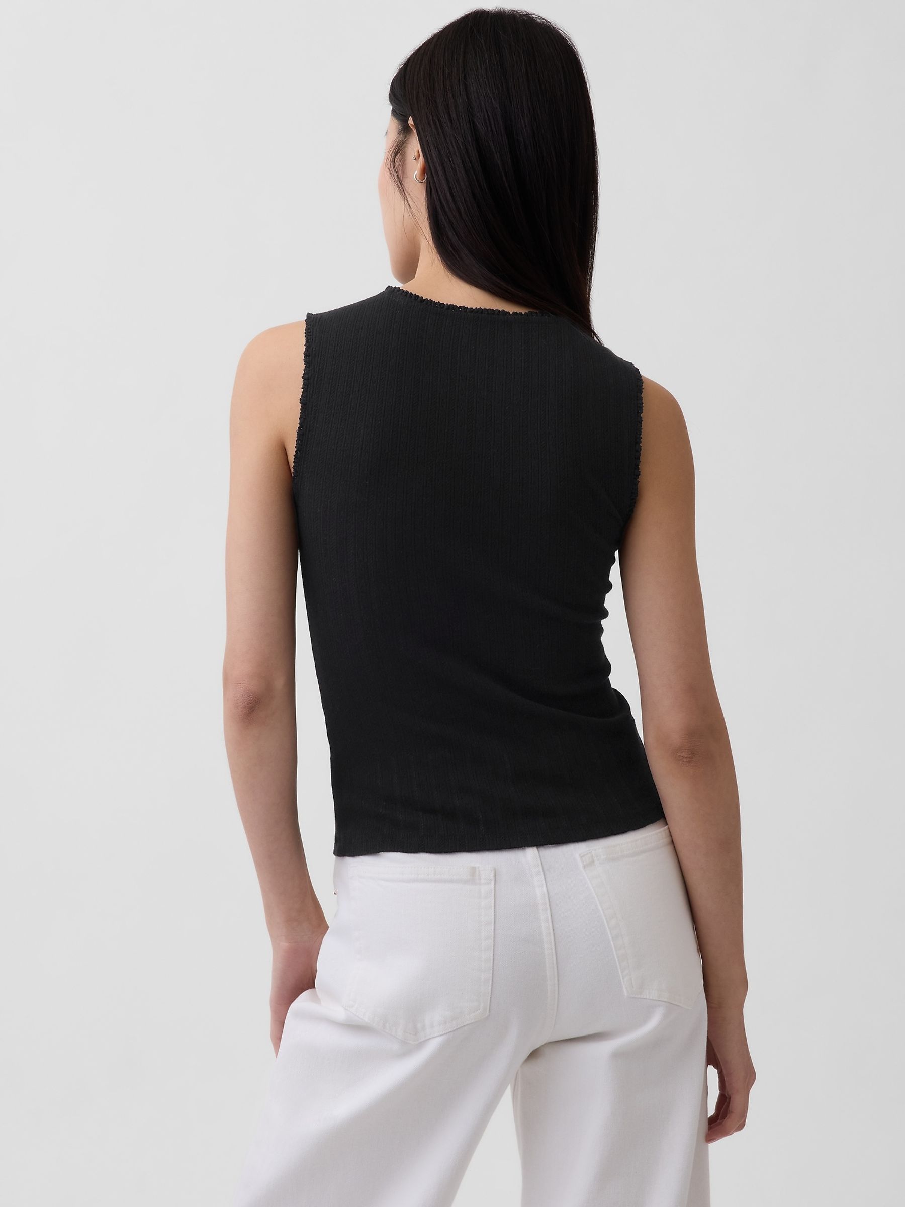 Black Pointelle Shell Vest - Image 2 of 4