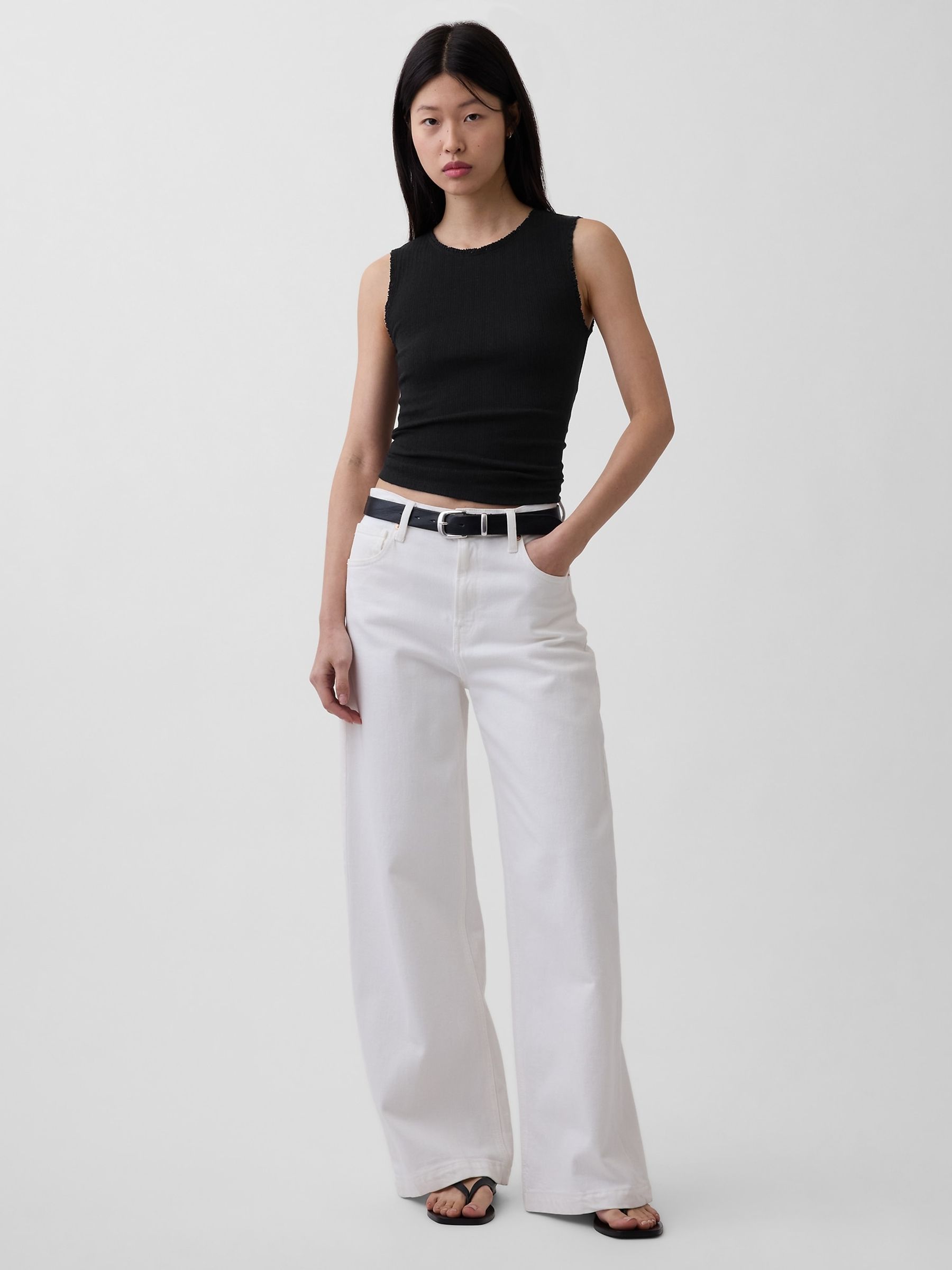 Black Pointelle Shell Vest - Image 3 of 4