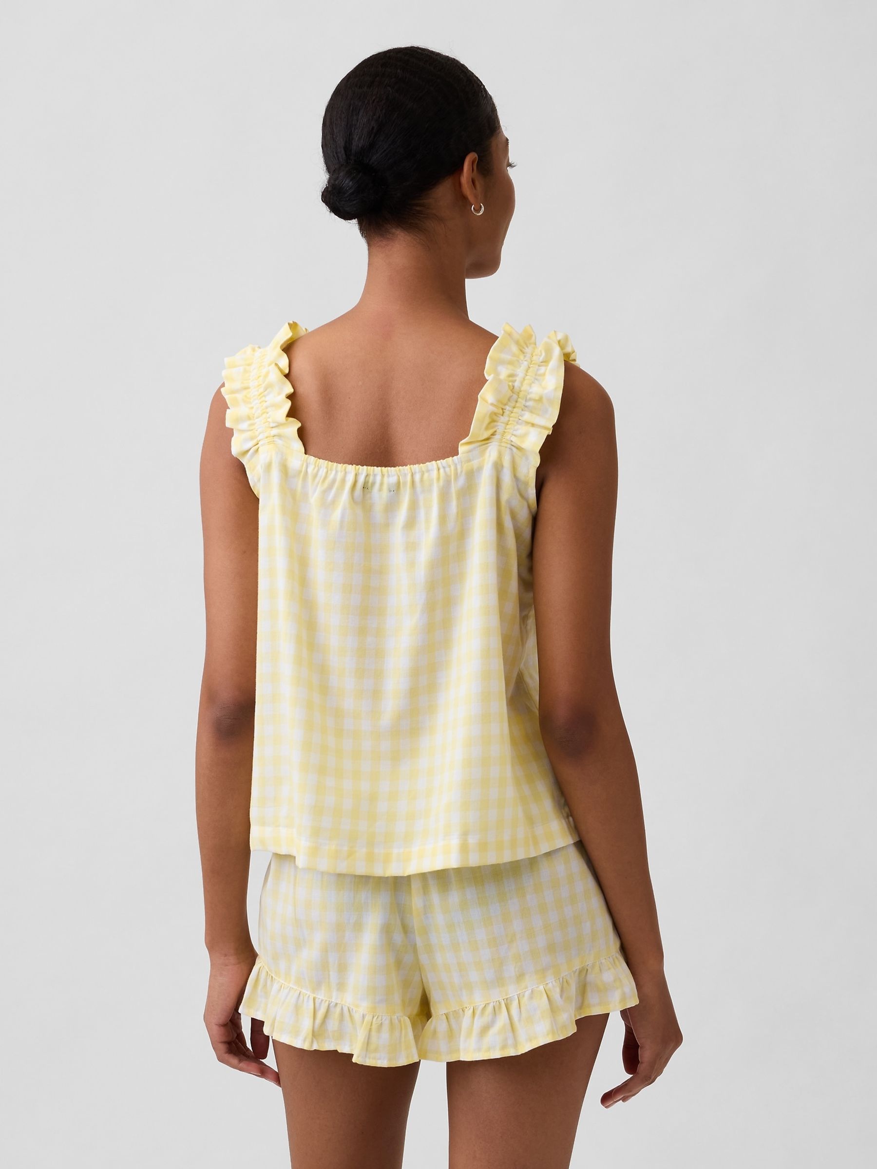 Yellow Gingham Ruffle Poplin Pyjama Top - Image 2 of 5