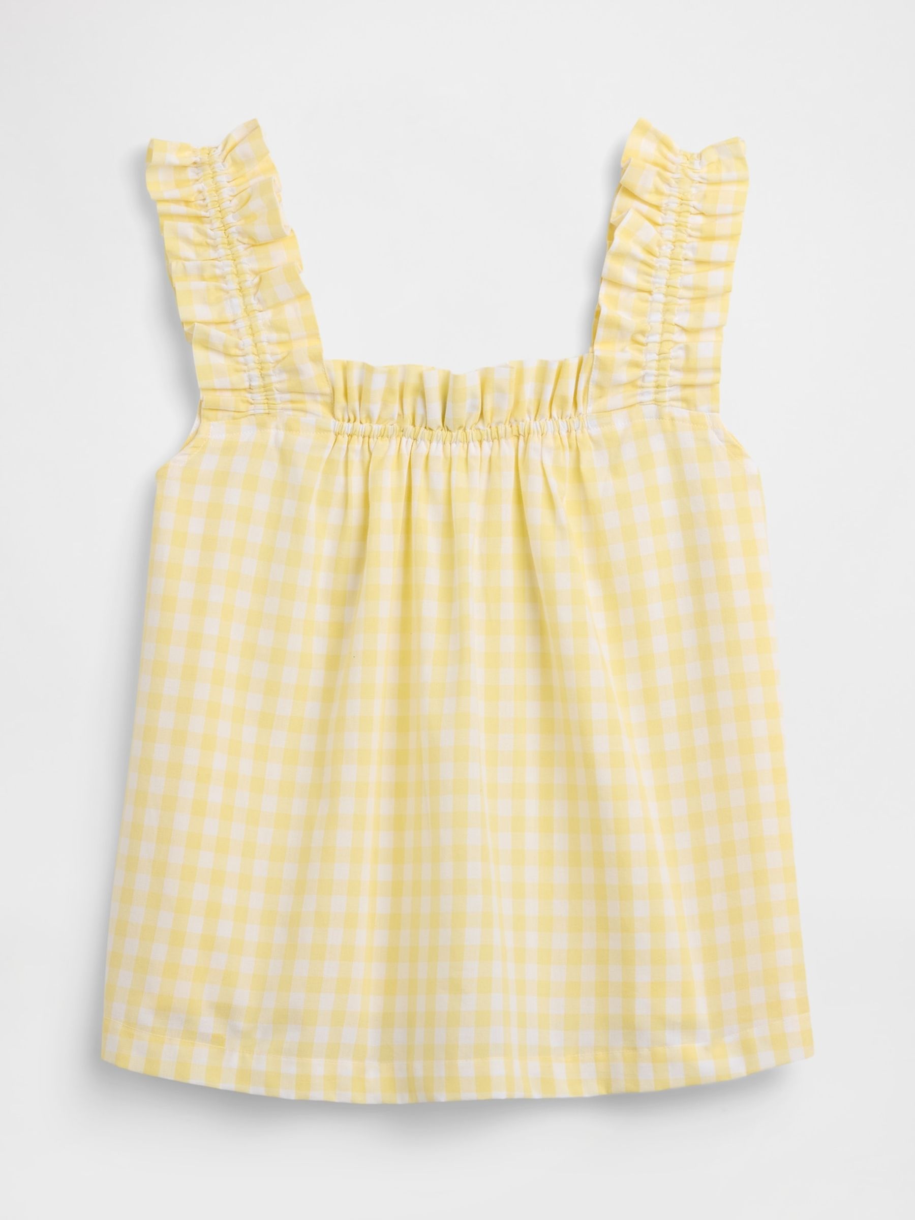 Yellow Gingham Ruffle Poplin Pyjama Top - Image 5 of 5