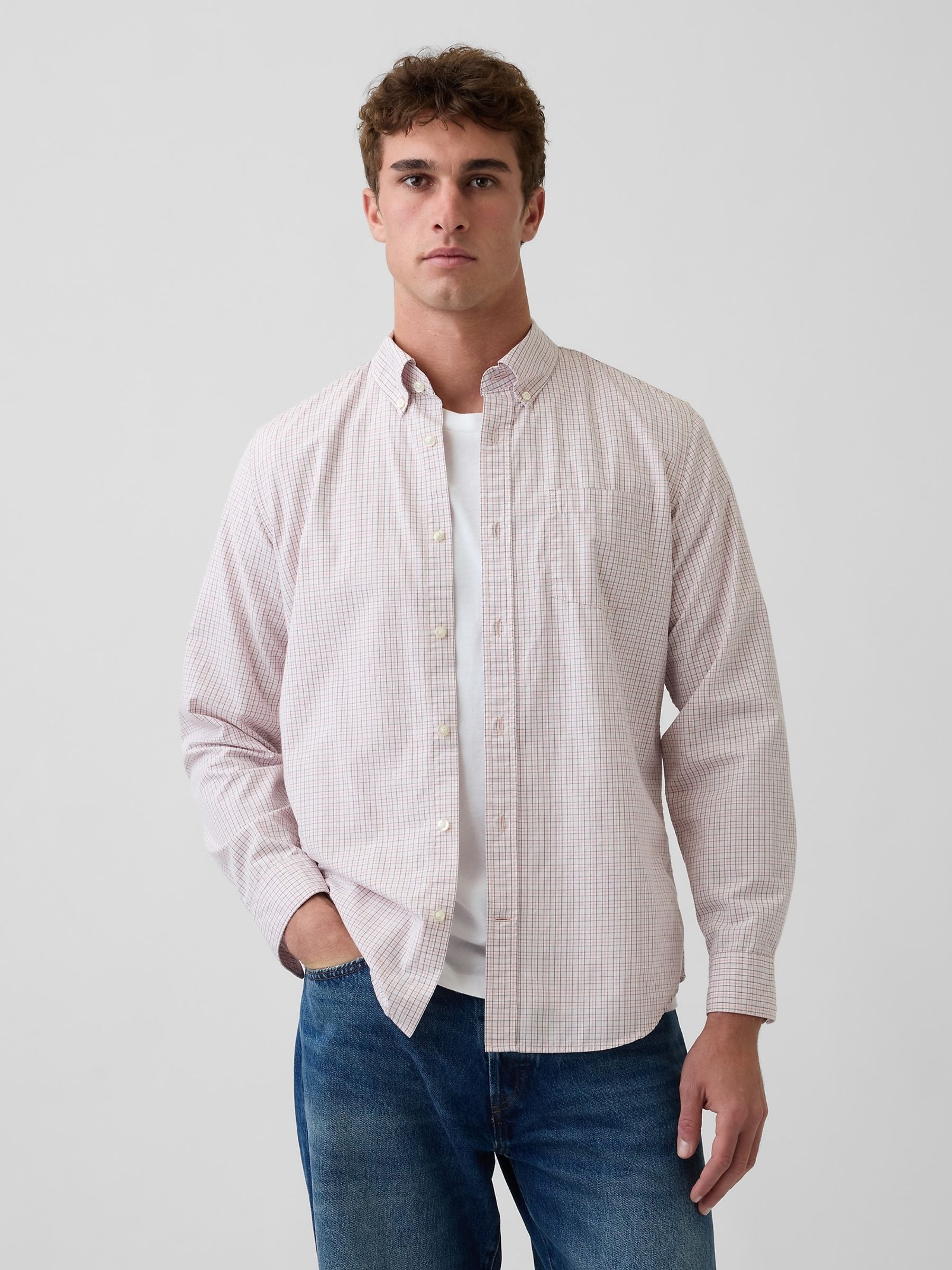 Pink Check Cotton Poplin Classic Shirt - Image 1 of 4