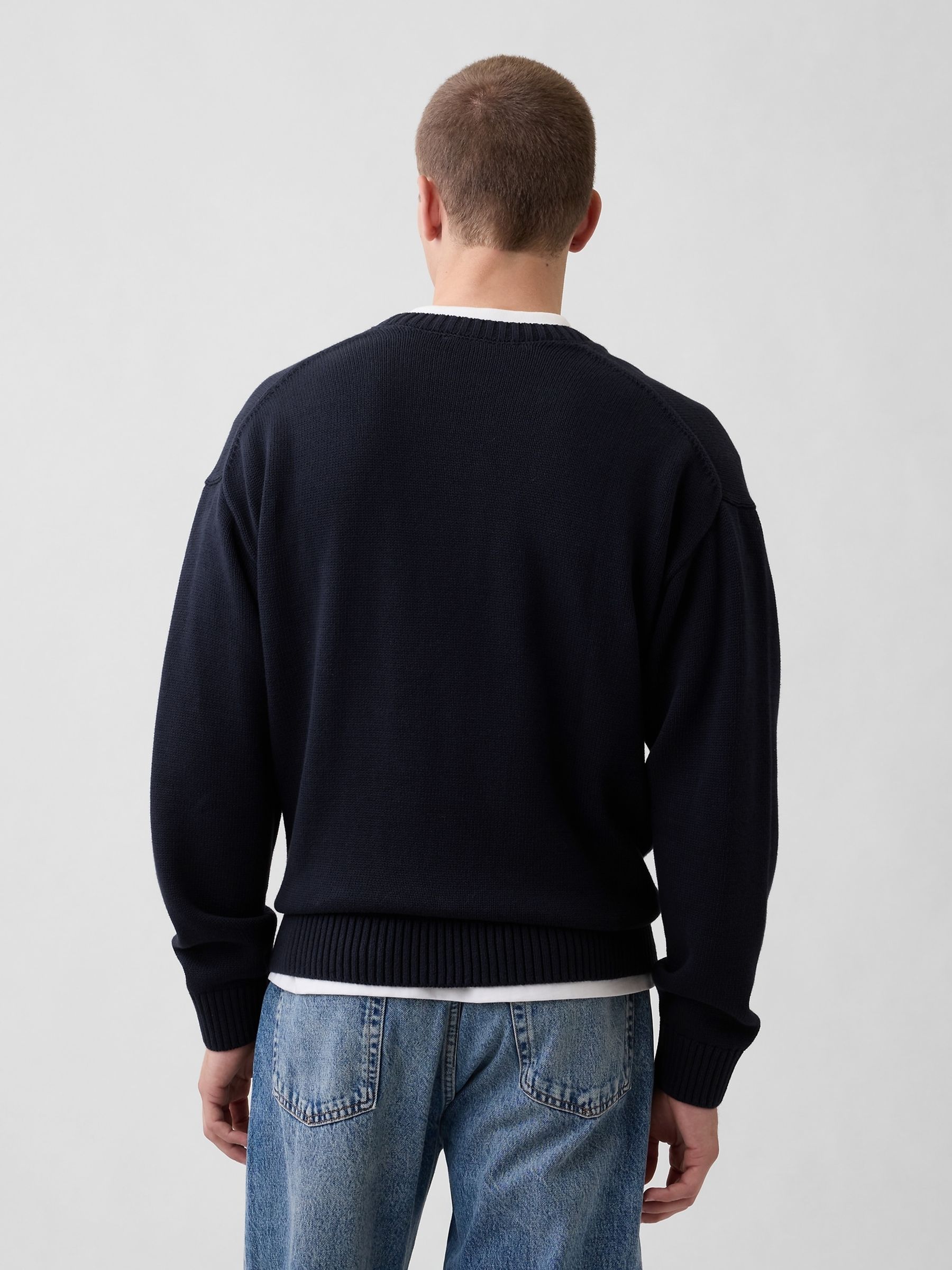 Navy Blue Relaxed Crew Neck Boxy Jumper - Image 2 of 4